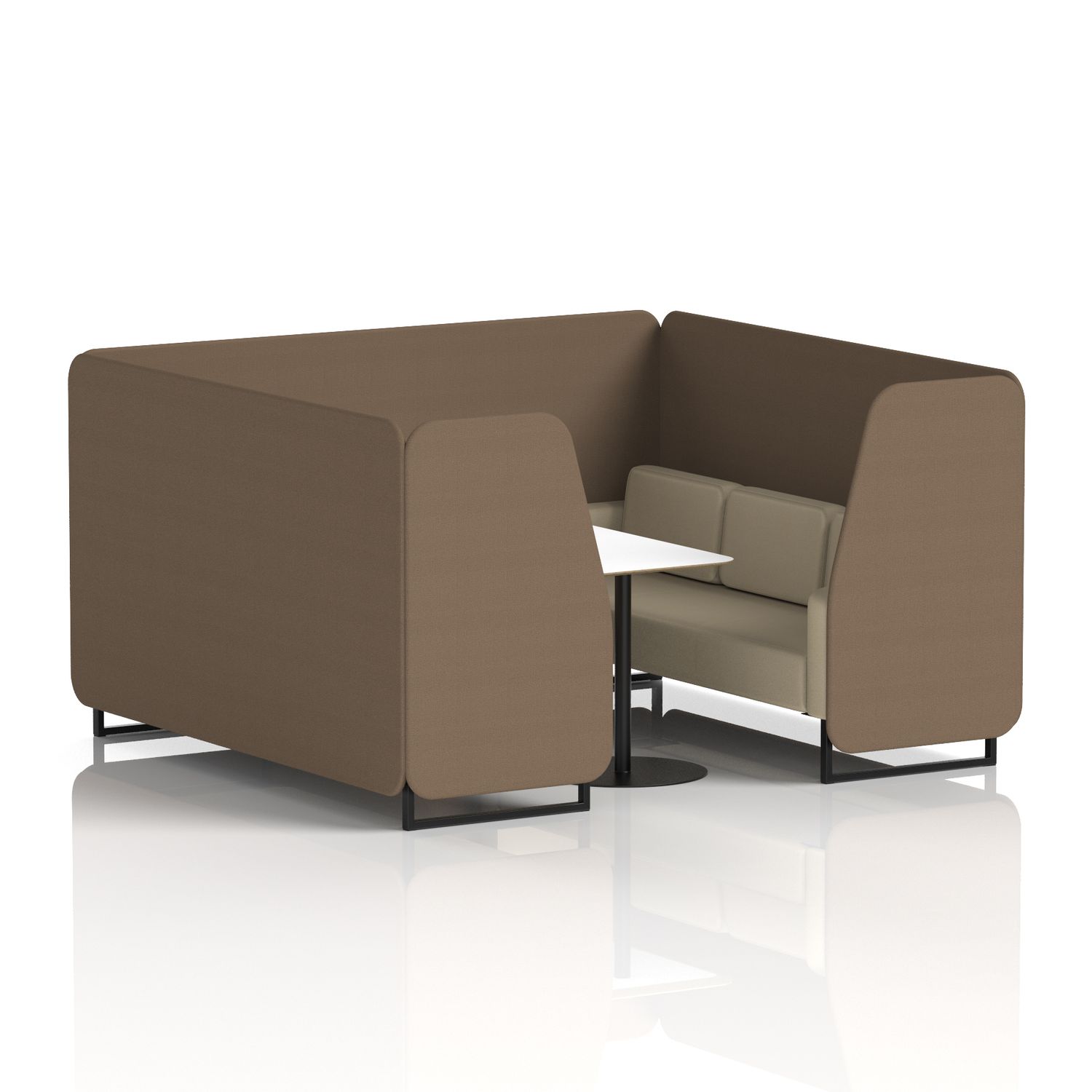 Brixworth 6 Seater Booth with Black Legs and White Table with Black Leg In Sumi