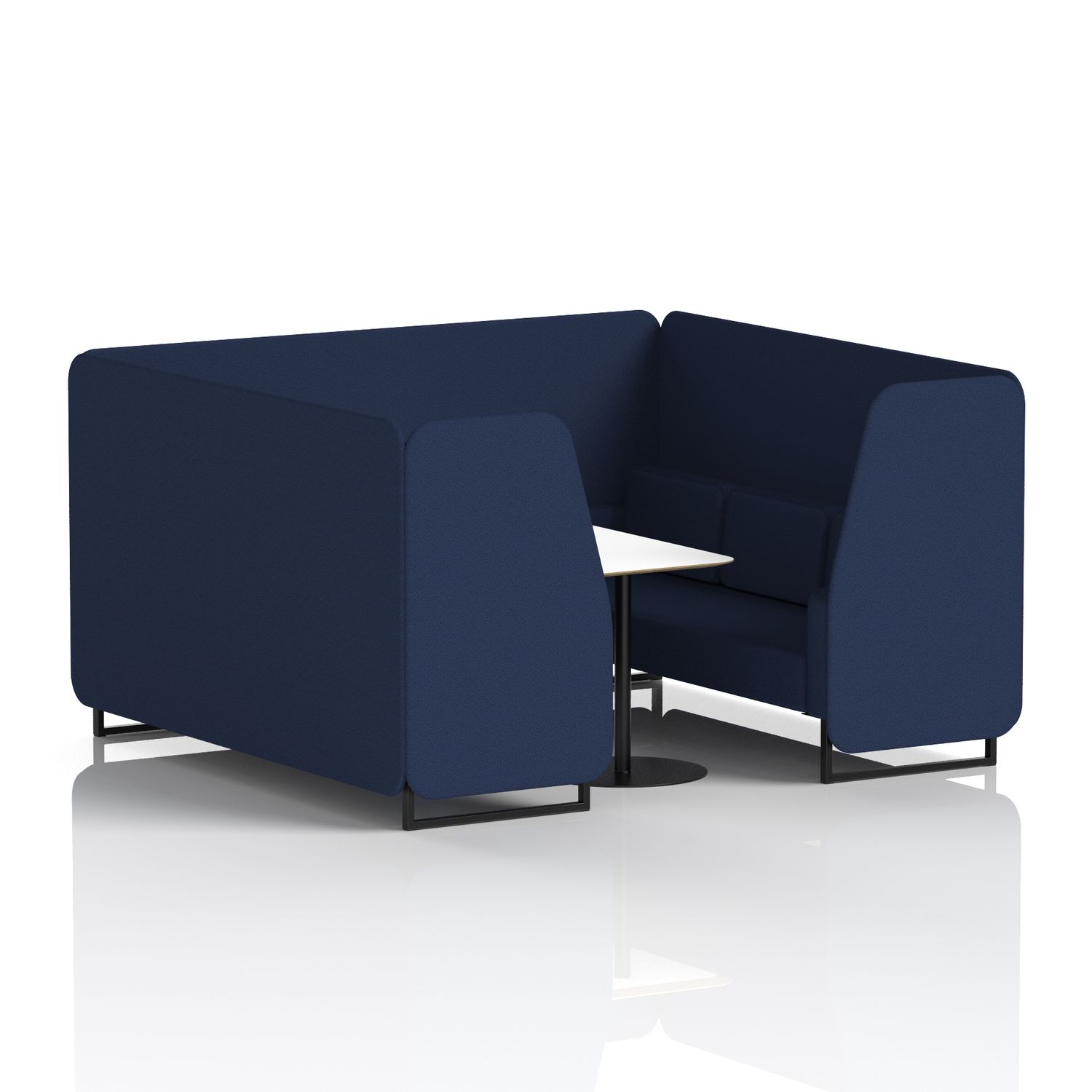 Brixworth 6 Seater Booth with Black Legs and White Table with Black Leg In Syner