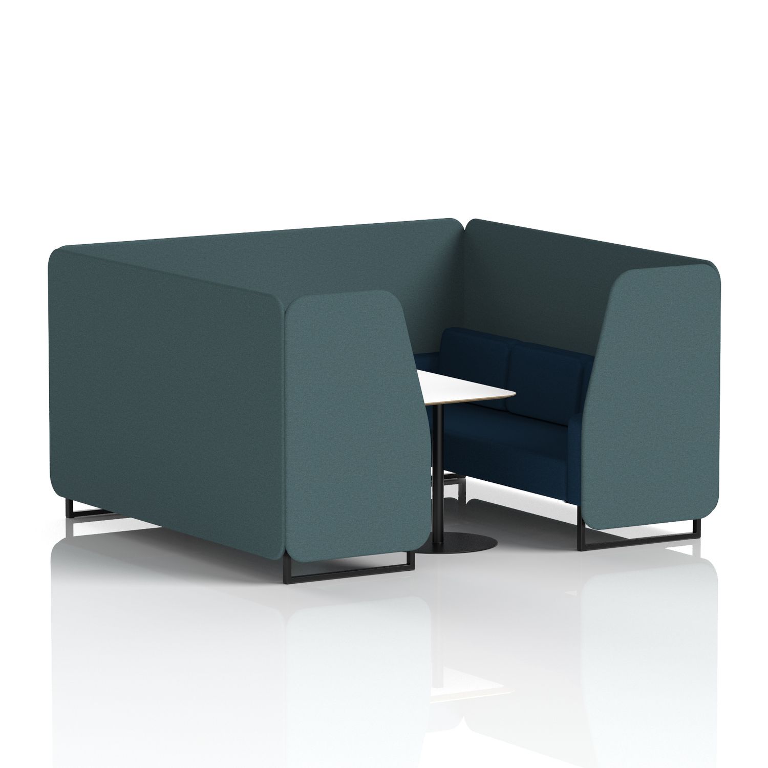 Brixworth 6 Seater Booth with Black Legs and White Table with Black Leg In X2 Fa