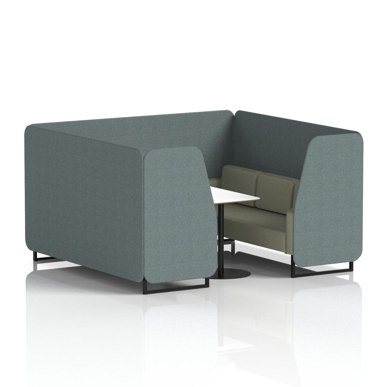 Brixworth 6 Seater Booth with Black Legs & White Table with Black Leg In Main Li