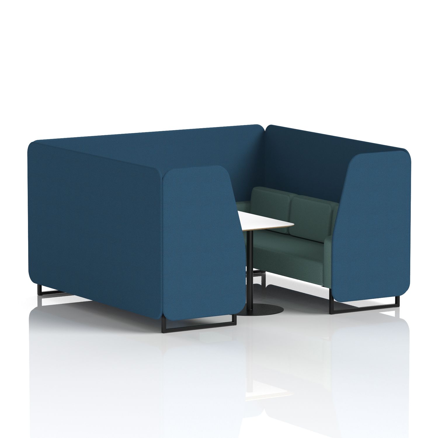 Brixworth 6 Seater Booth with Black Legs and White Table with Black Leg In Sumi