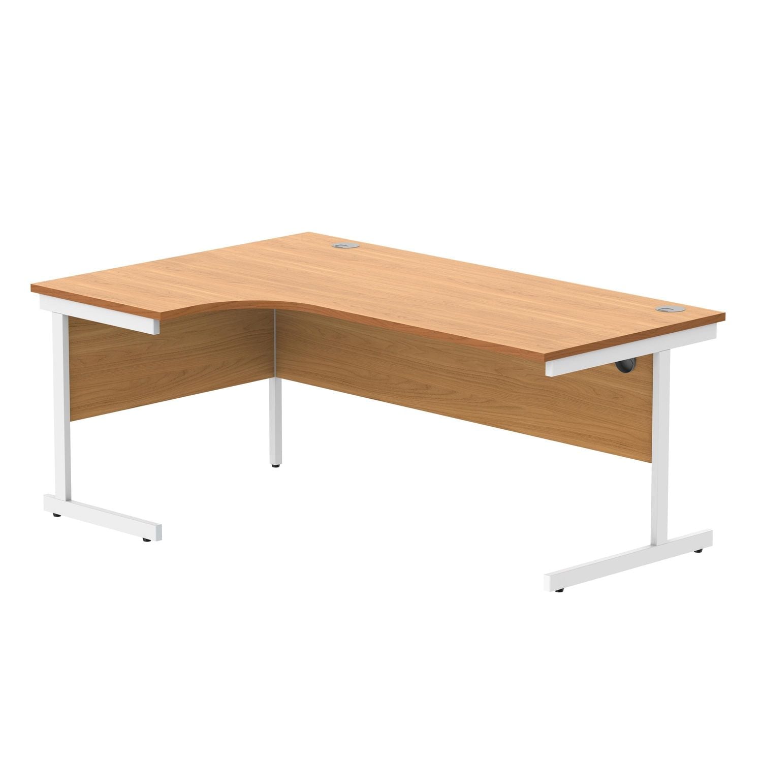 ASTIN Radial Left Hand Single Upright Desk 1800x1200x730mm Beech/White - KF80005