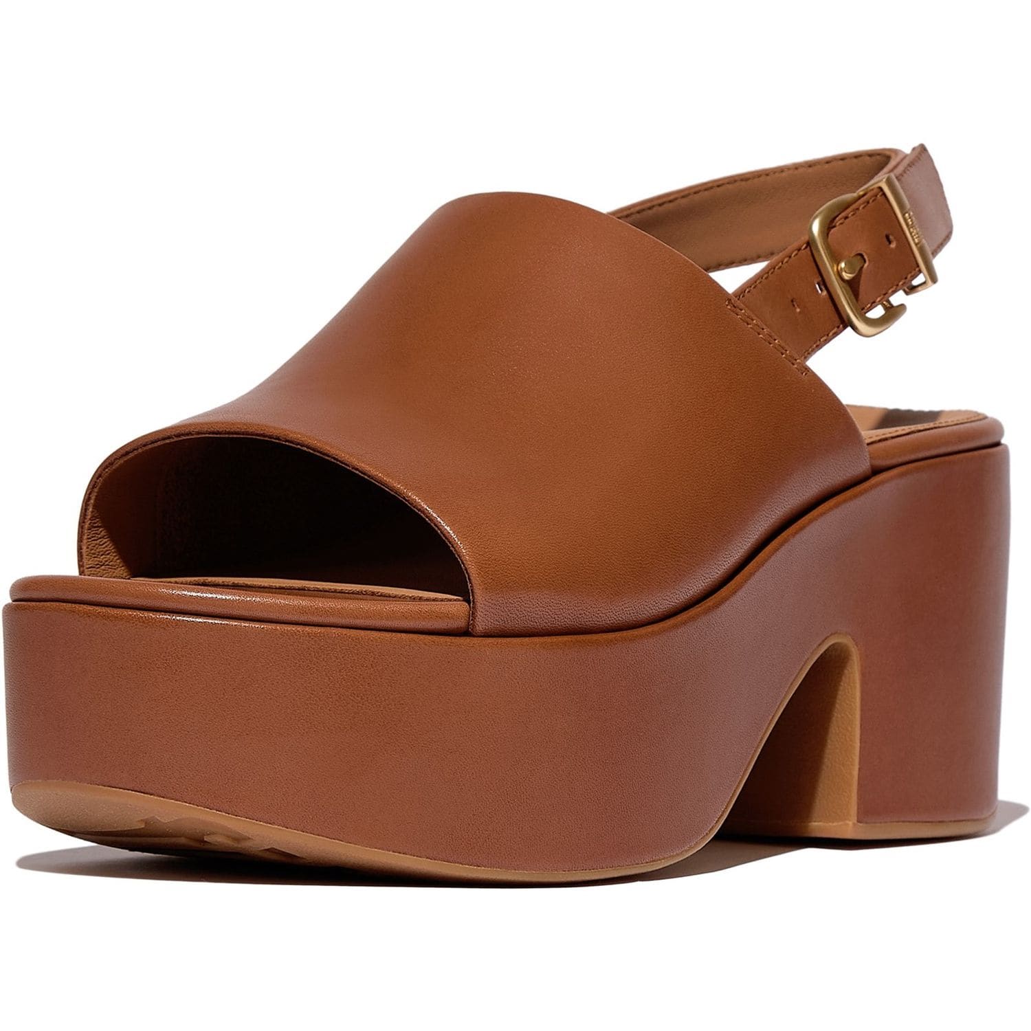 Fitflop Platfforms Heeled Backstrap Sandal Deep Tan Size 7 Female