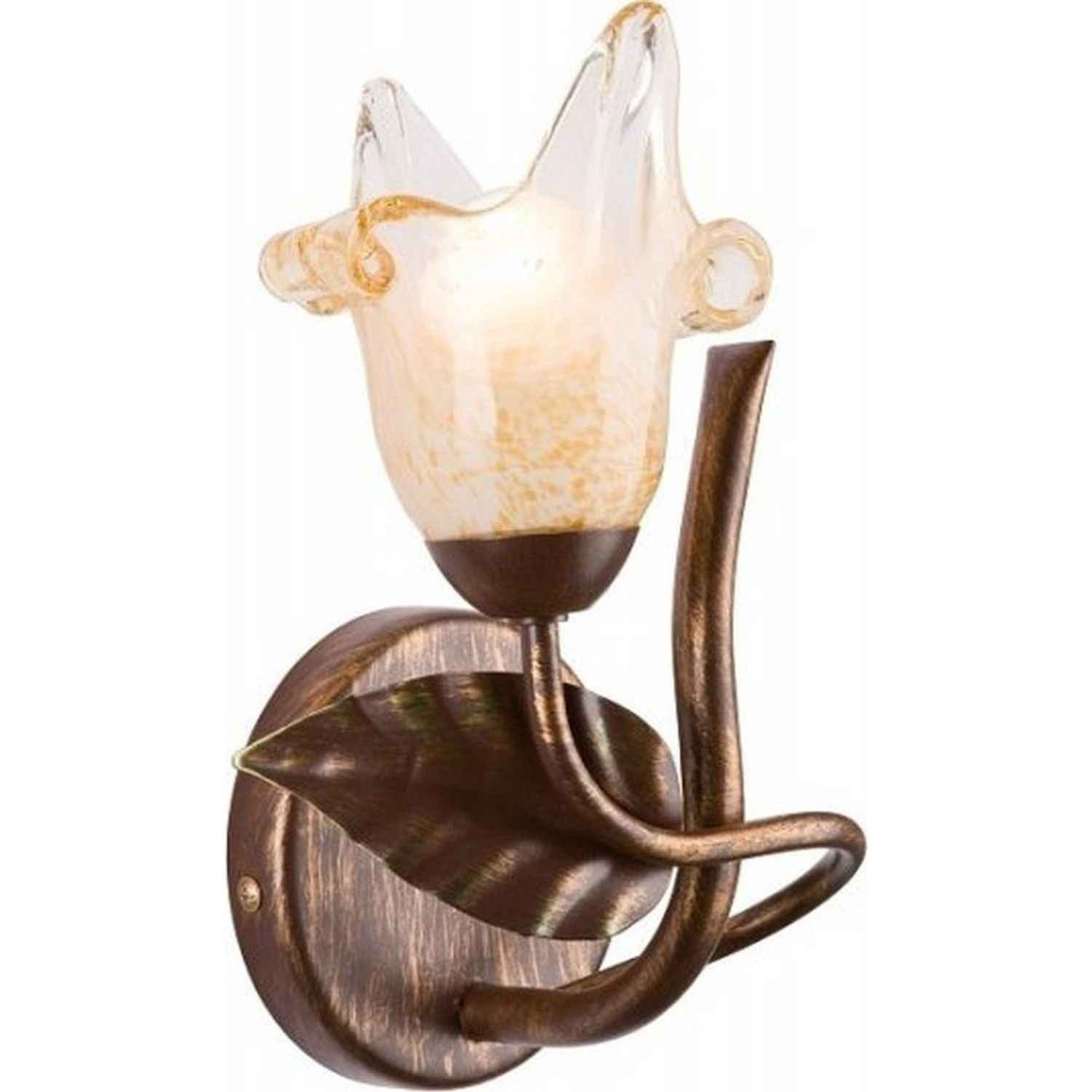 Lamkur Lighting Ania Wall Light with Glass Shade Brown 1x E14