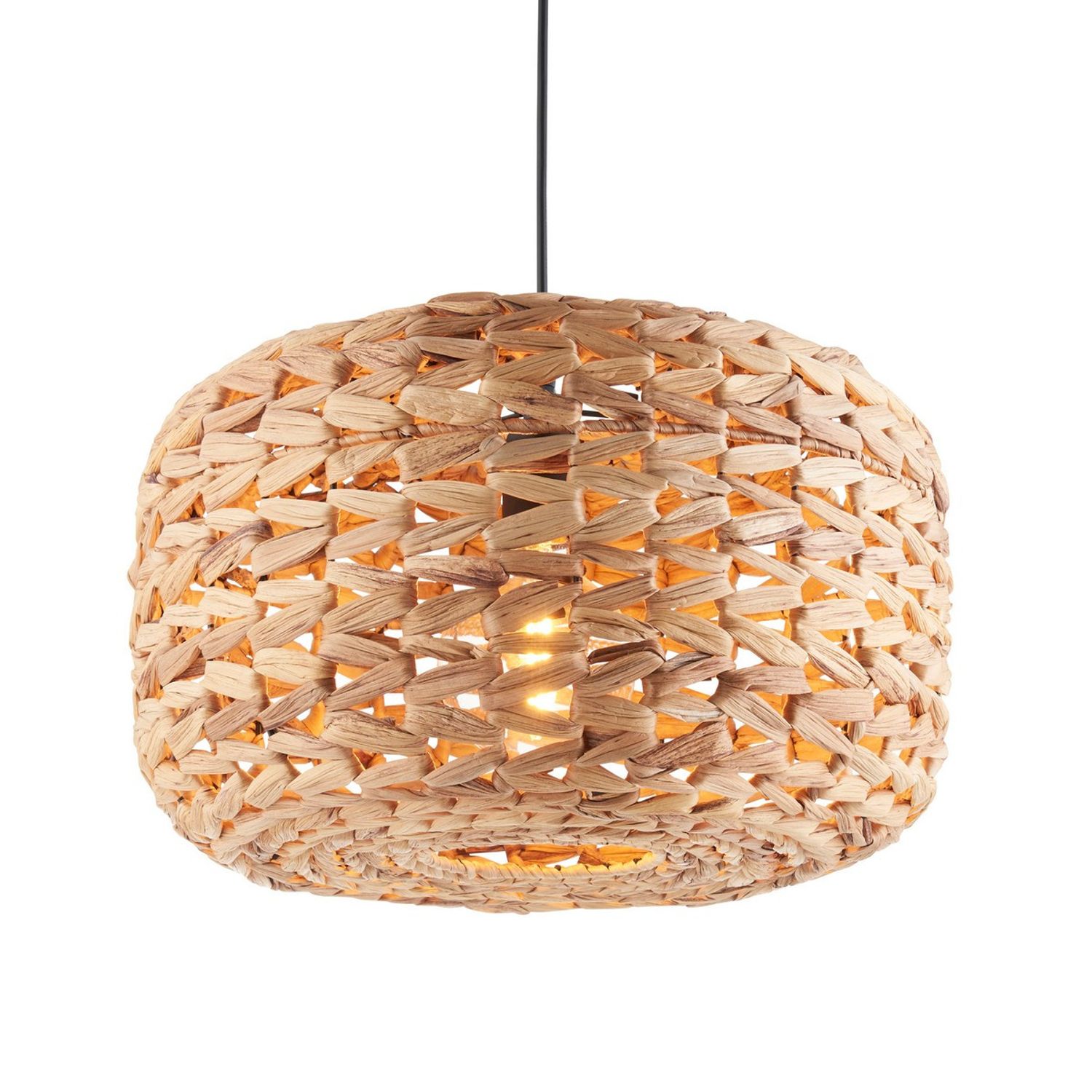 Endon Toca Wire Frame Pendant Ceiling Light - Natural Water Hyacinth 1x E27
