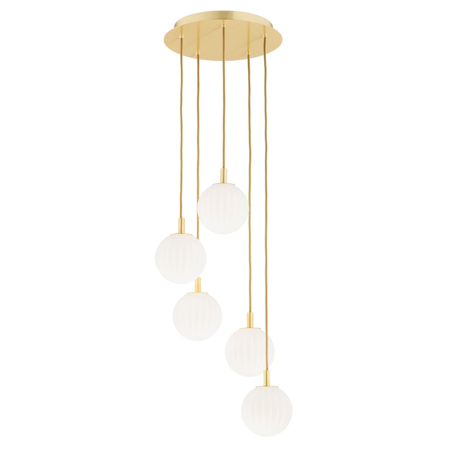 Argon Lighting Paloma Cluster Pendant Ceiling 5 Light Opal Matt (Fluted) Brushed