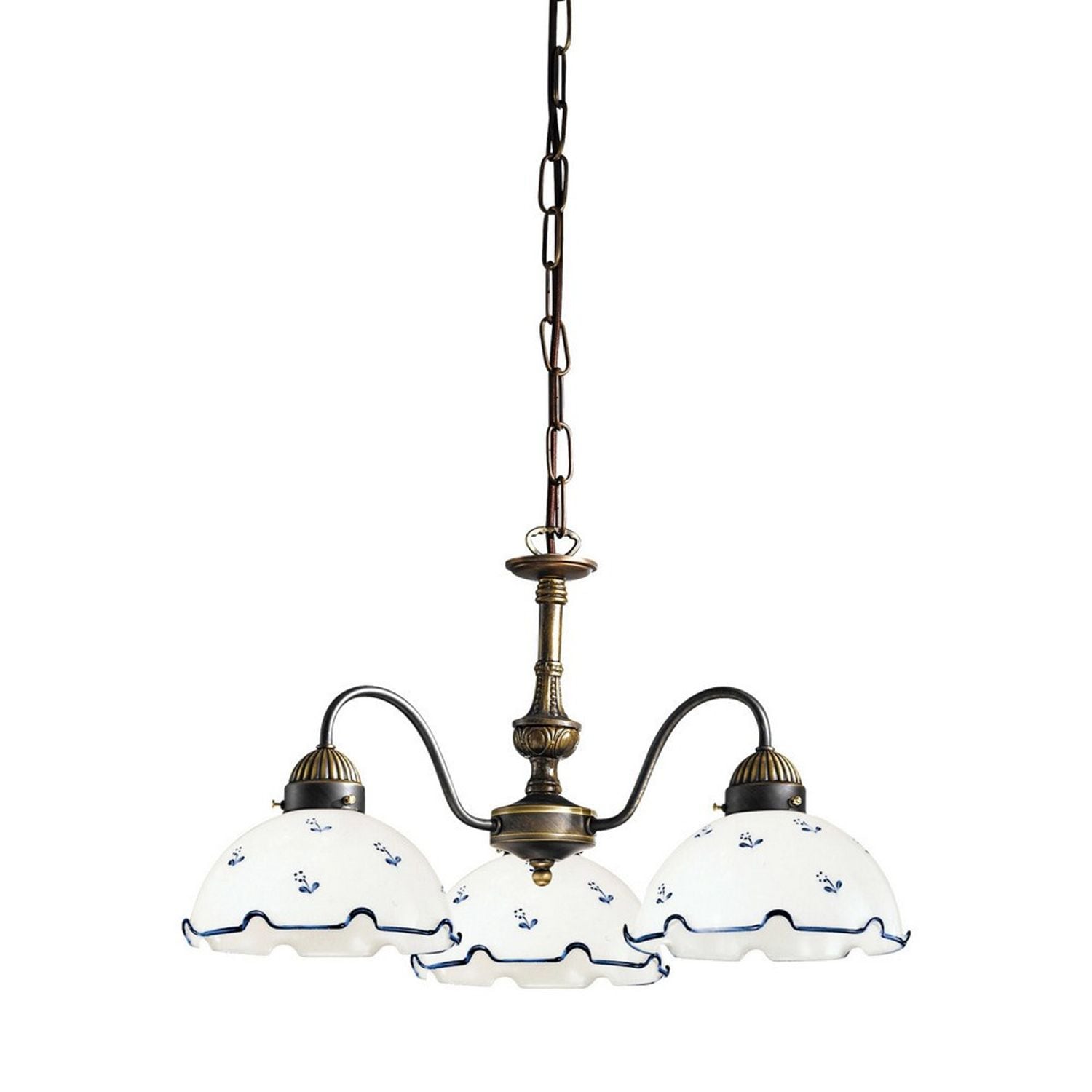 Kolarz Lighting Nonna Cottage Style Glass 3 Arm Chandelier Matt Antique Brass 3x