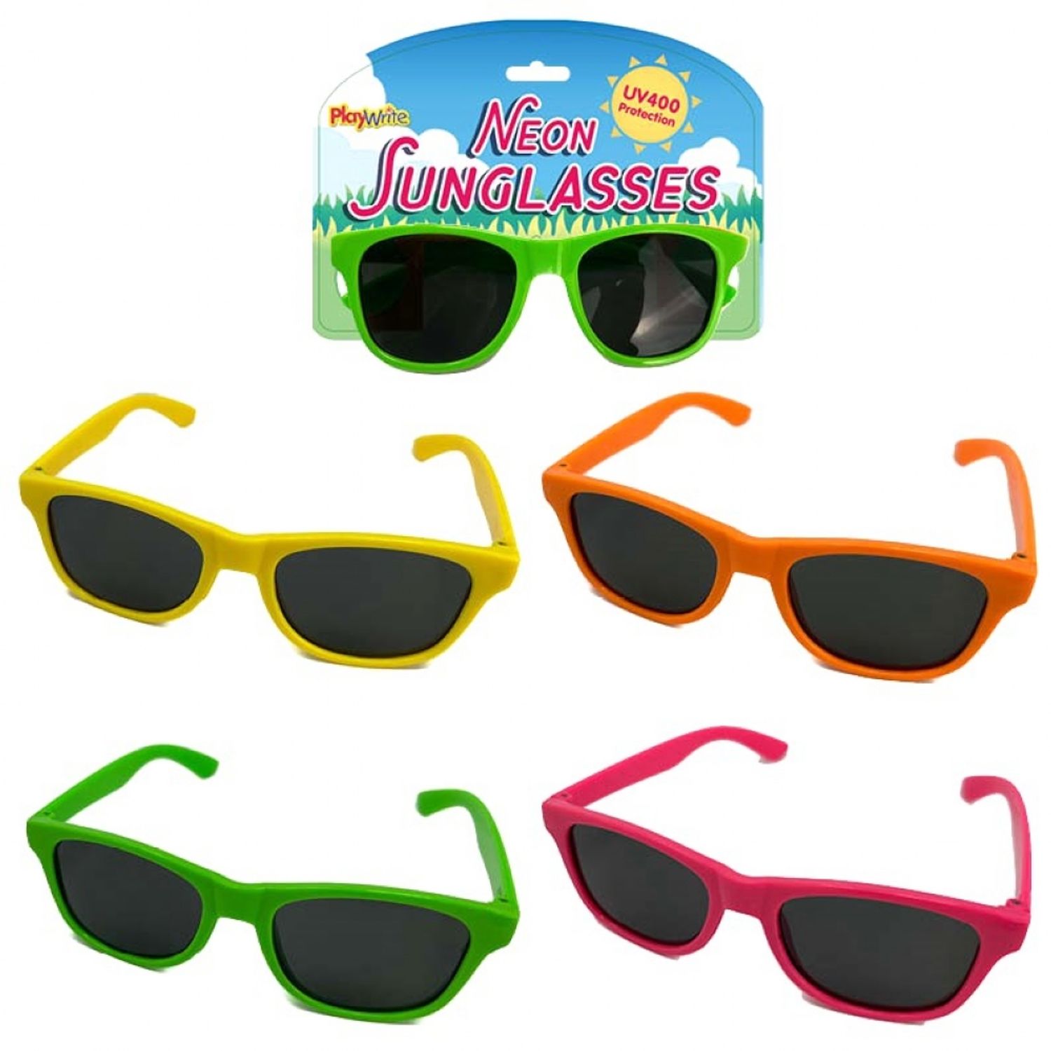 Playwrite Kids Neon Sunglasses UV400 (Pack of 1)- you get 6