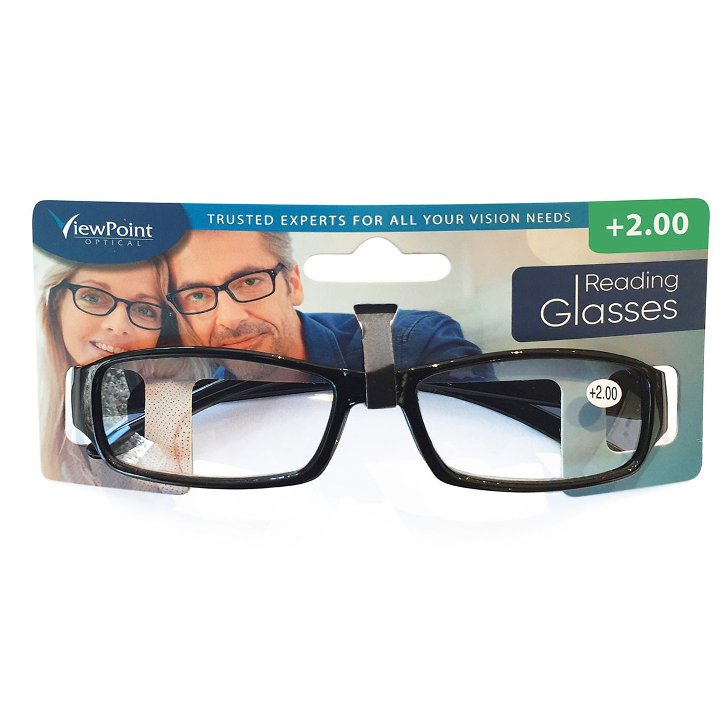 View Point Optical Reading Glasses Plastic Frame +2.00 (Pack of 1)- you get 10