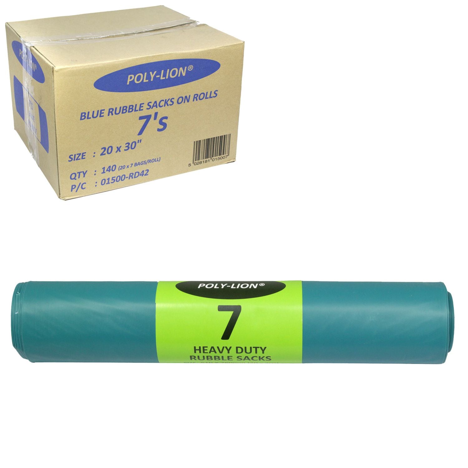 Wastesmart Rubble Sacks 'Poly Lion' 7 per Roll (Pack of 1)- you get 6