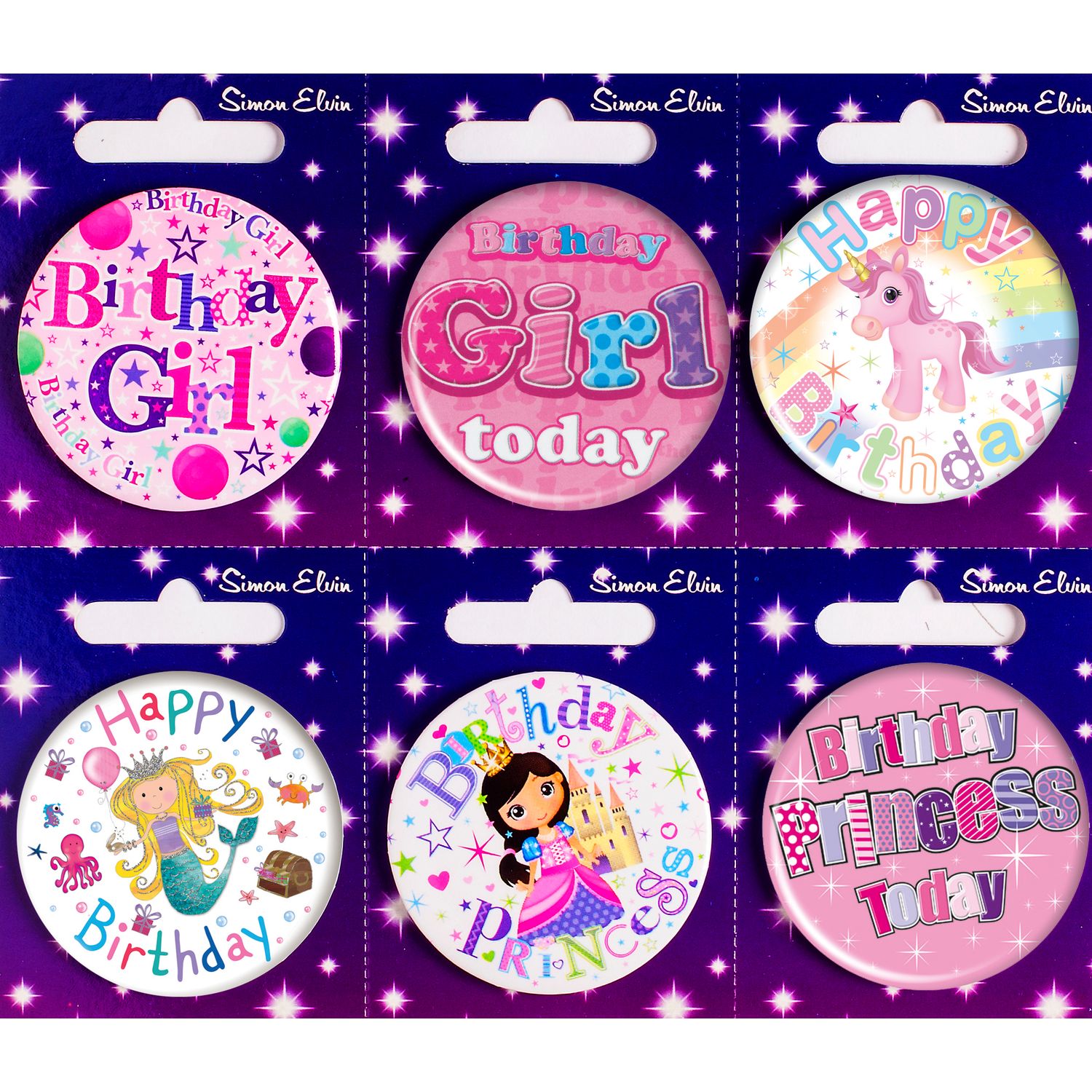 Simon Elvin Birthday Girl Small Badge 55mm (Pack of 1)- you get 6