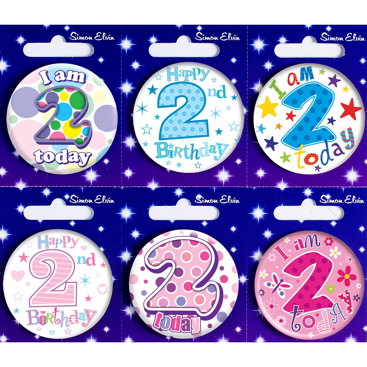 Simon Elvin Age 2 Small Badge 55mm (Pack of 1)- you get 6
