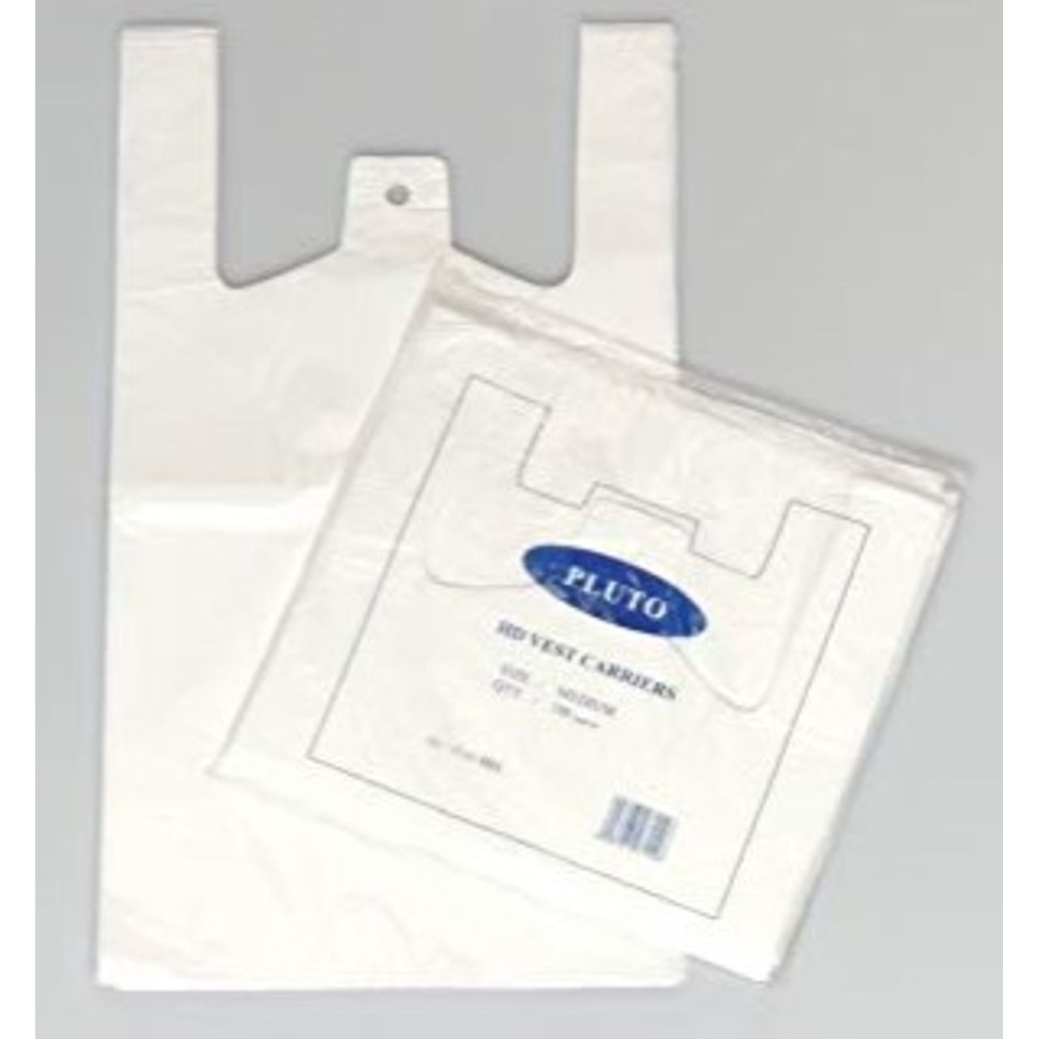 Pluto Vest Carrier Bag 10''x15''x18'' (Pack of 100)