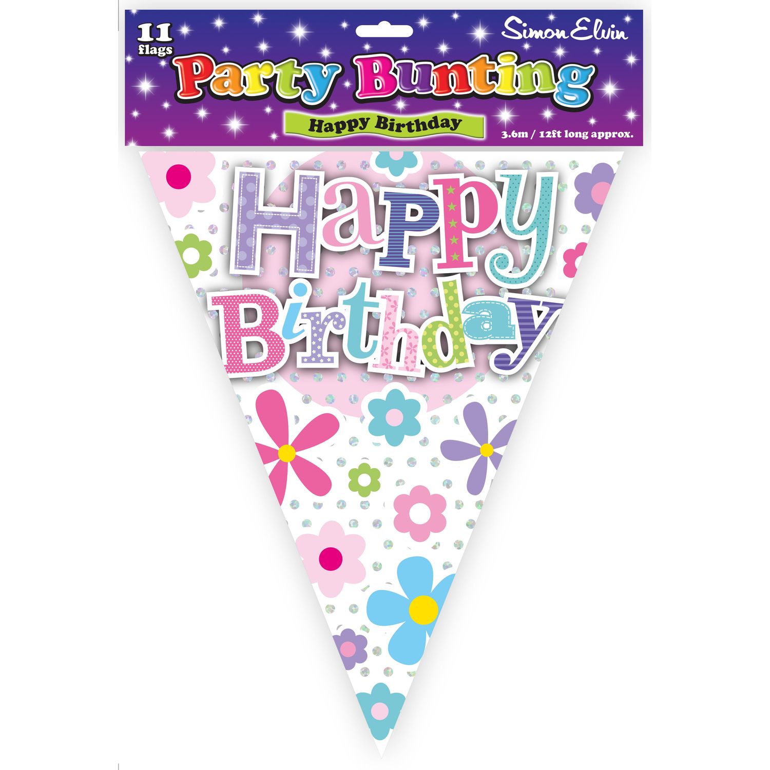 Simon Elvin Female Birthday Bunting 3.6m (Pack of 1)- you get 6