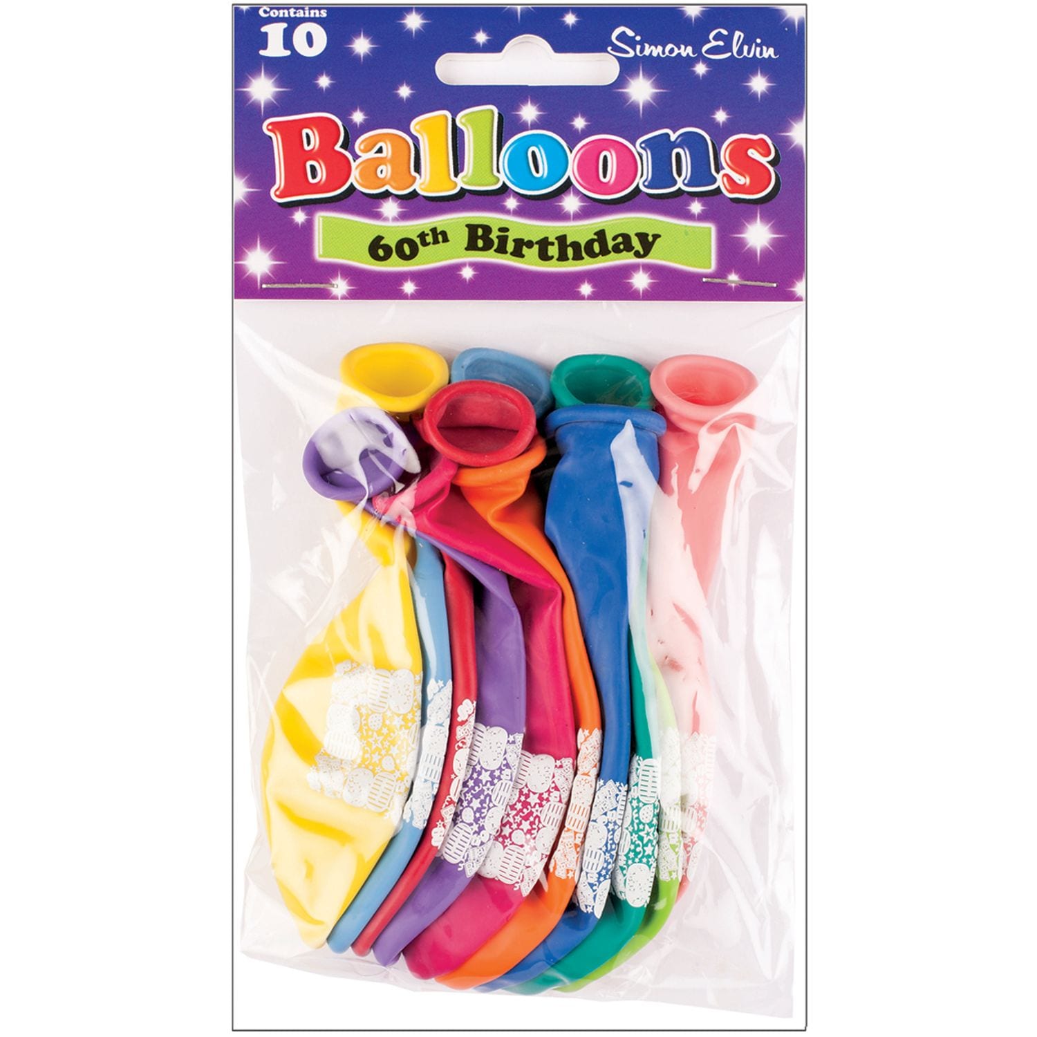 Simon Elvin 10 Age 60 Balloons (Pack of 1)- you get 6
