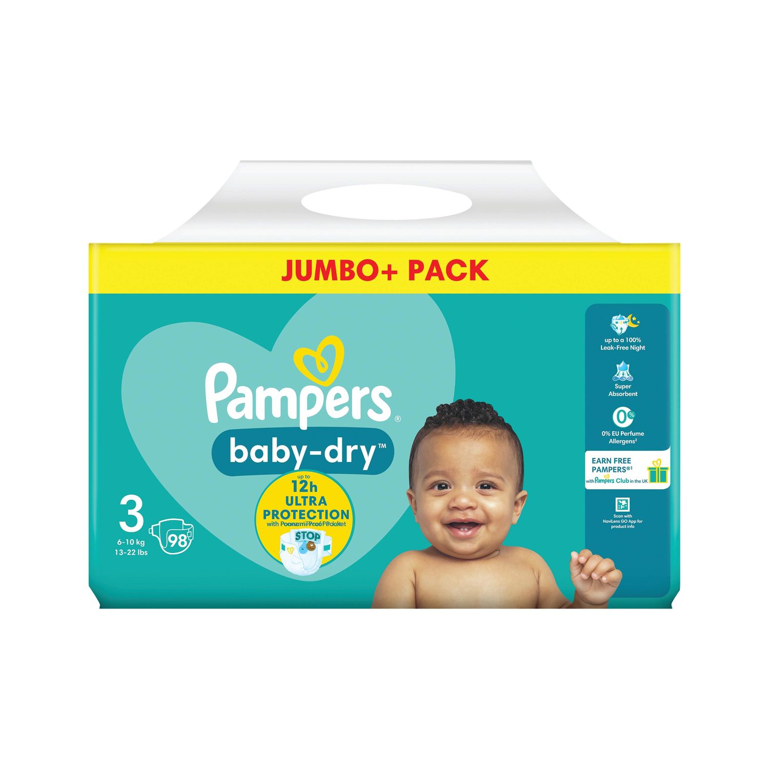 Pampers Baby Dry Taped Nappies - Size 3 Jumbo (Pack of 196)