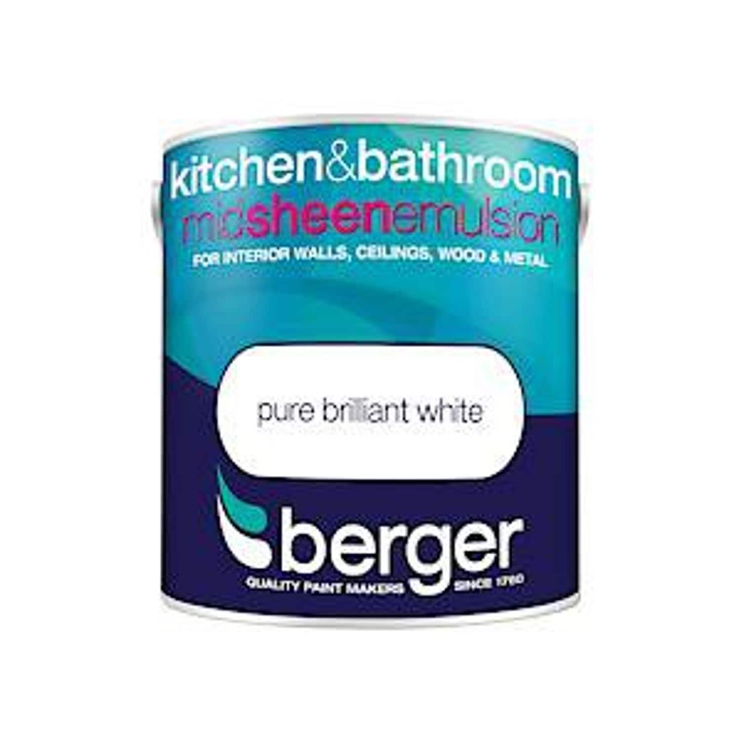 Berger Paint for Kitchen & Bathroom 2.5L Matt Brilliant White