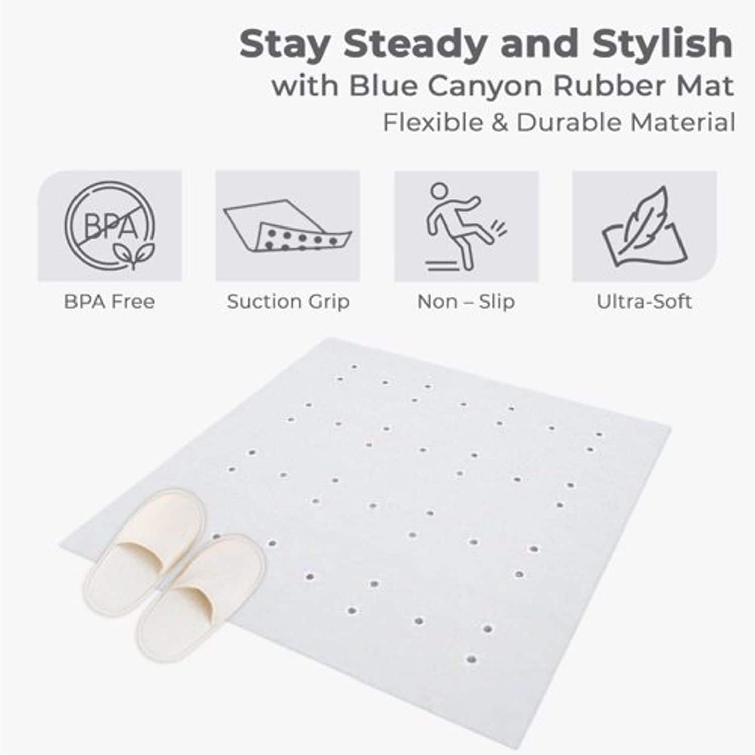 Blue Canyon Nonslip Anti-Bacterial Rubber Shower Mats 53X53cm White