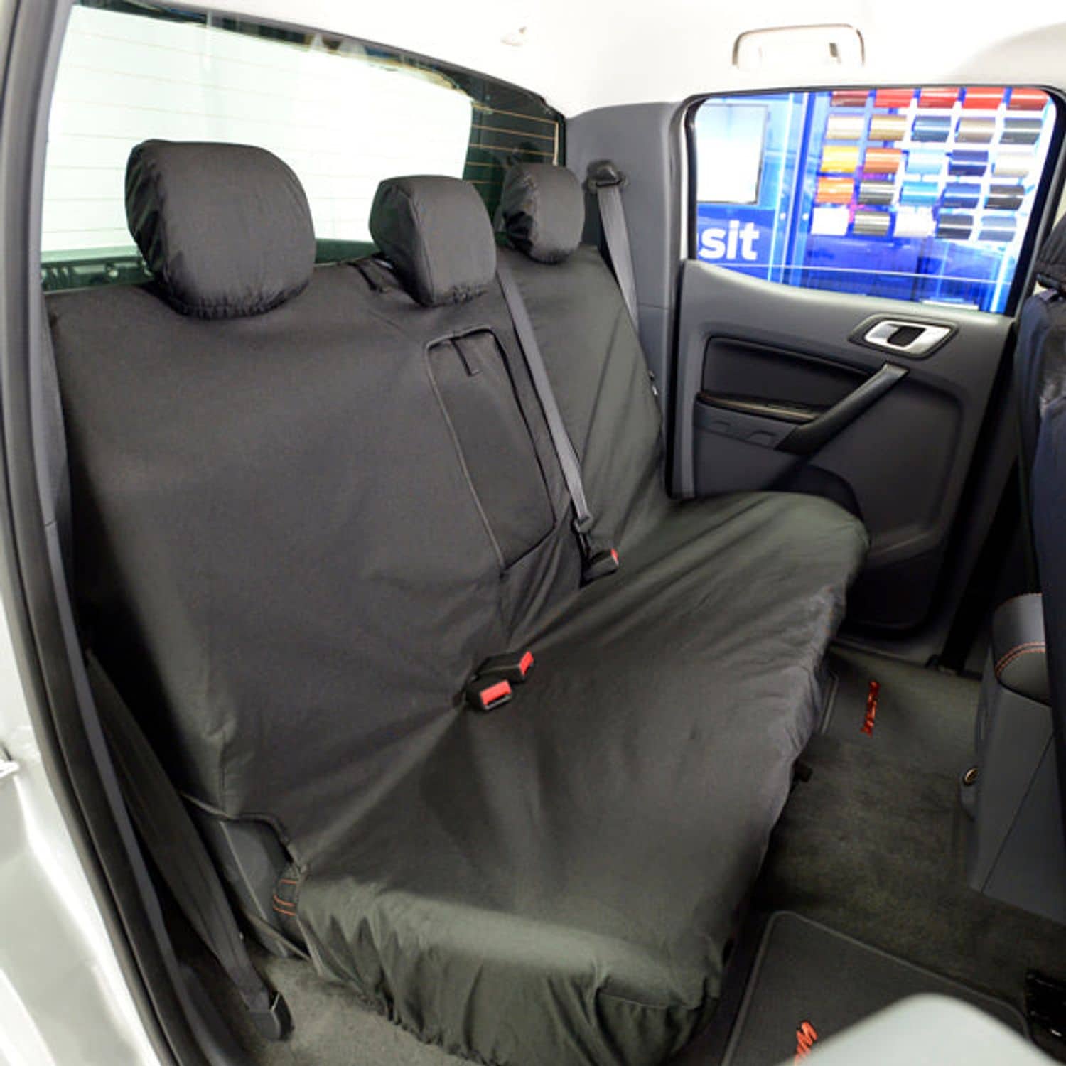 UK Custom Covers Ford Ranger (2006 2012) Tailored PU Rear Seat Covers Black 154