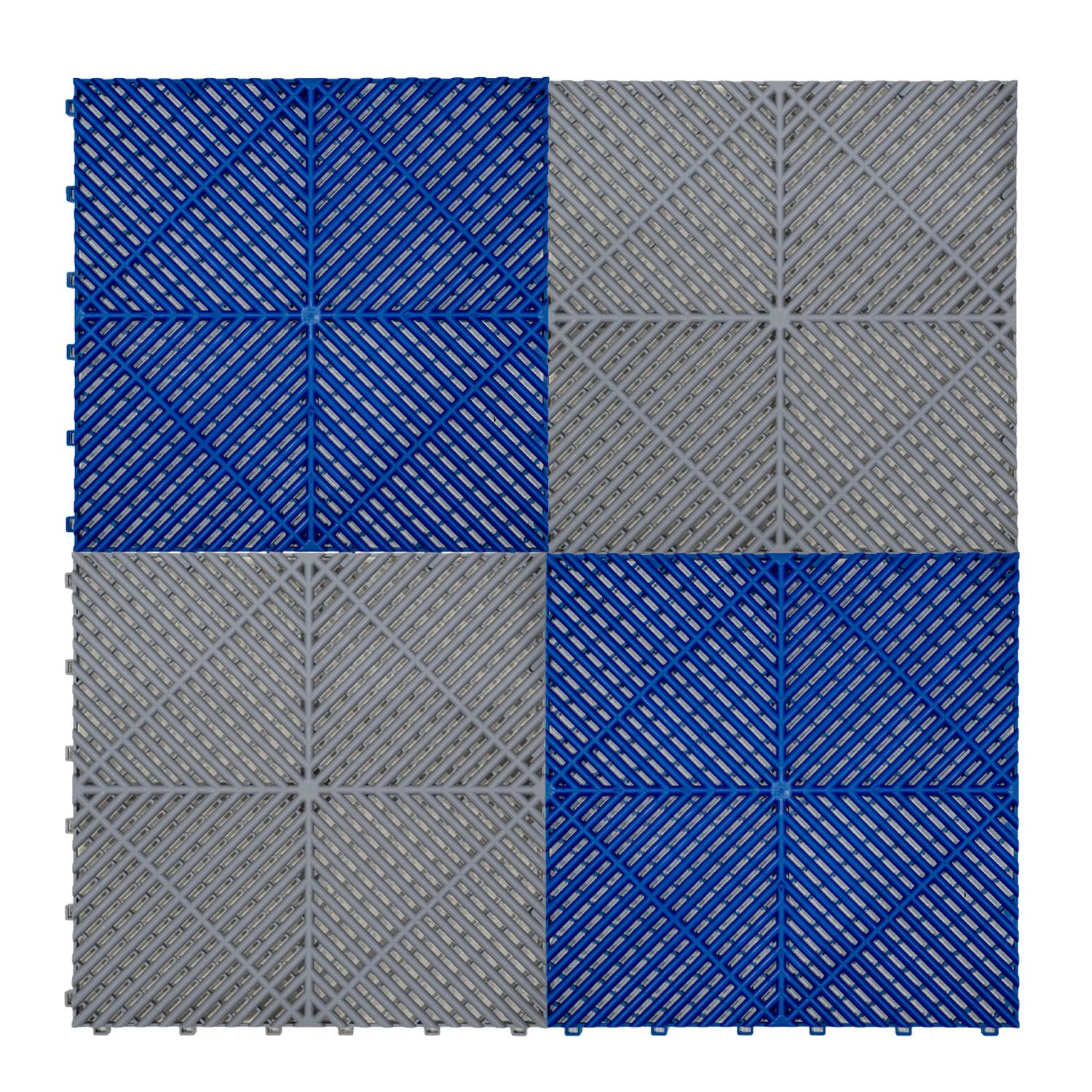 MonsterShop Vented Garage Floor Tiles with Edges 120 Grey & 120 Blue