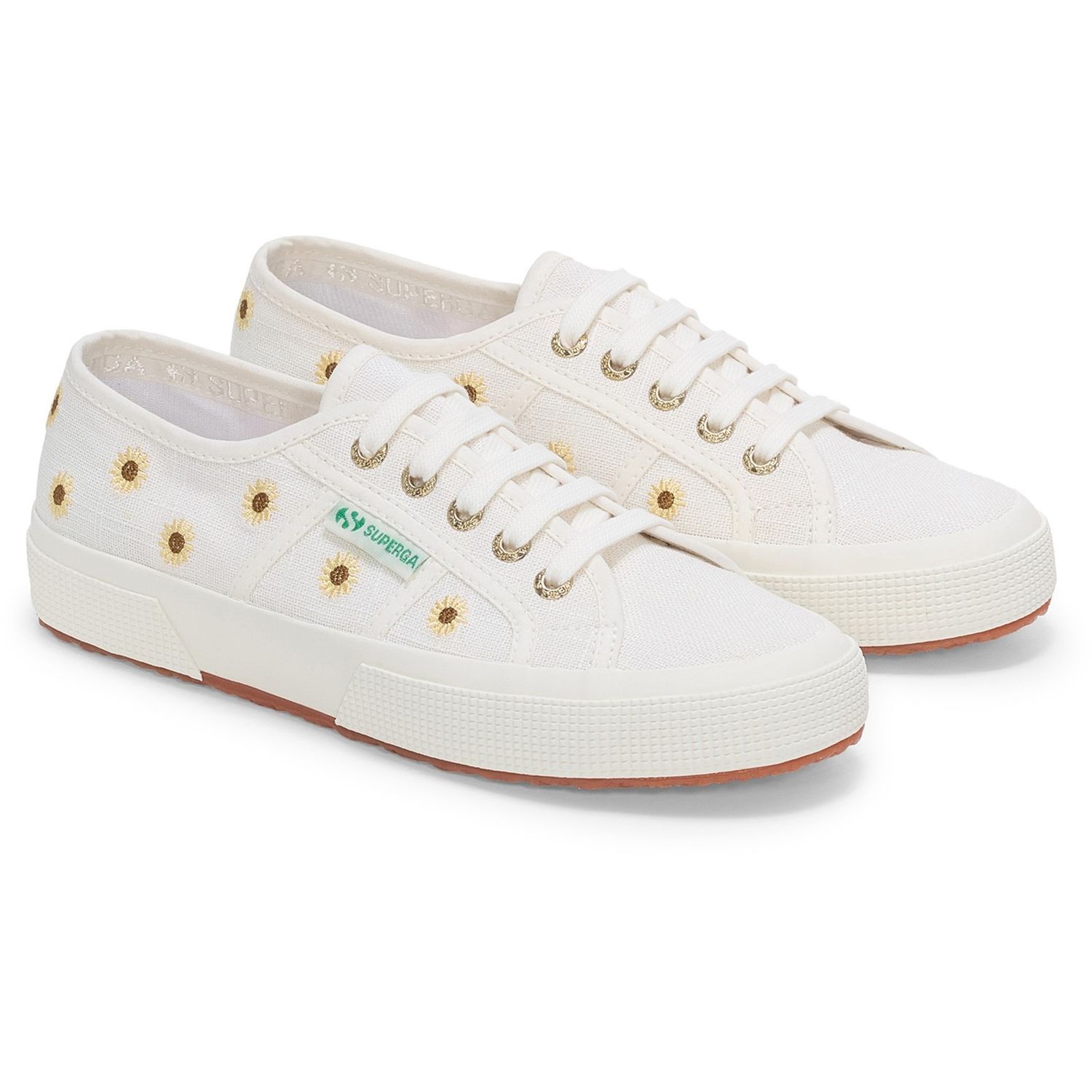 Superga Embroidery Linen Sunflower White Trainer Shoes for Female - Size 41