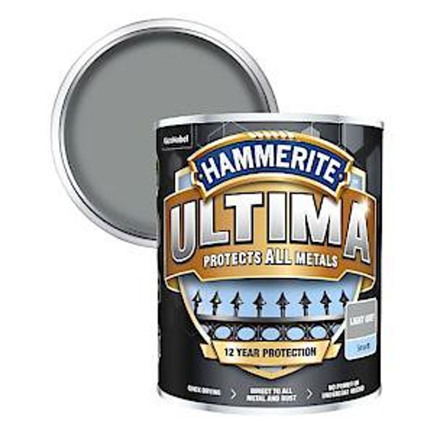 Hammerite Ultima Smooth Metal Paint 750ml Can - Light Grey