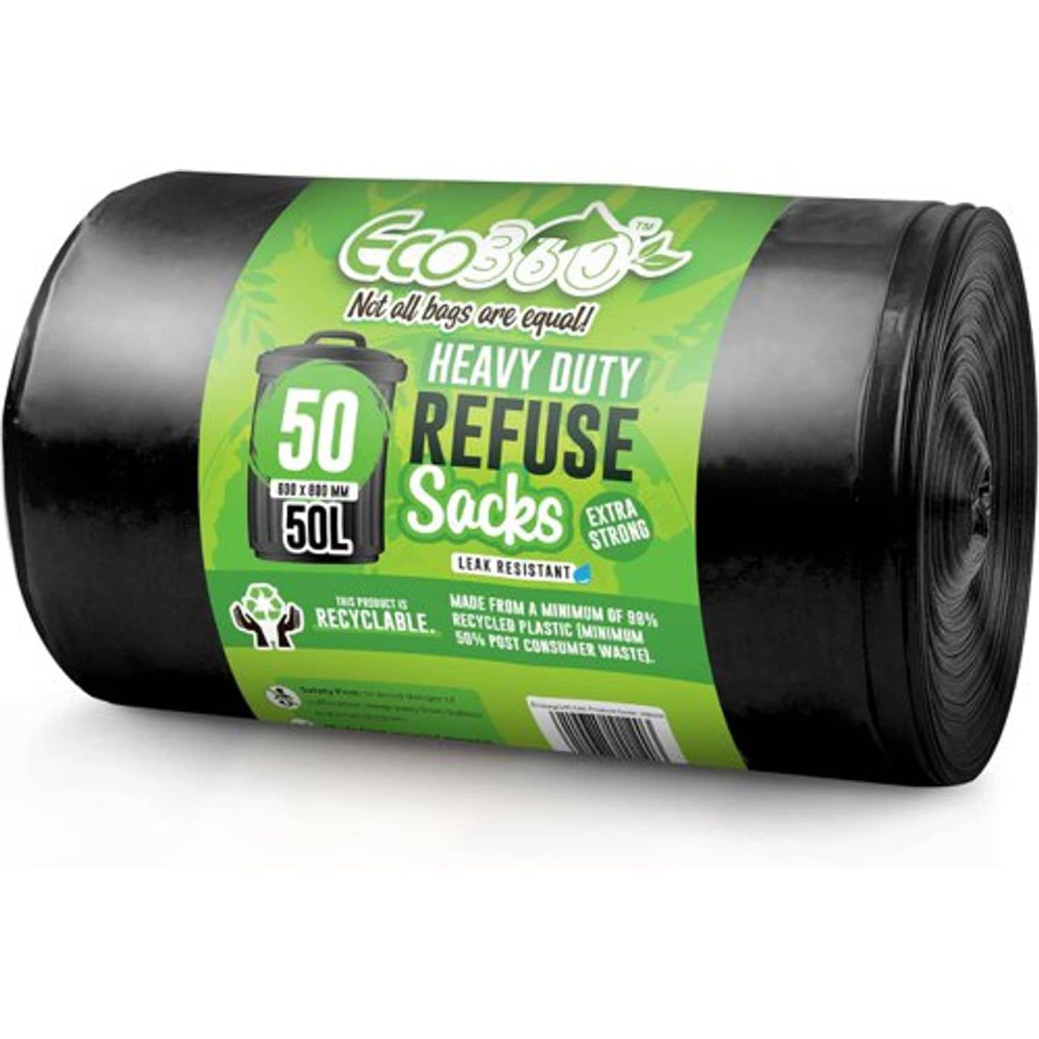 Ecobag 100L - 50 Extra Strong Heavy Duty Refuse Sacks (Pack of 6)