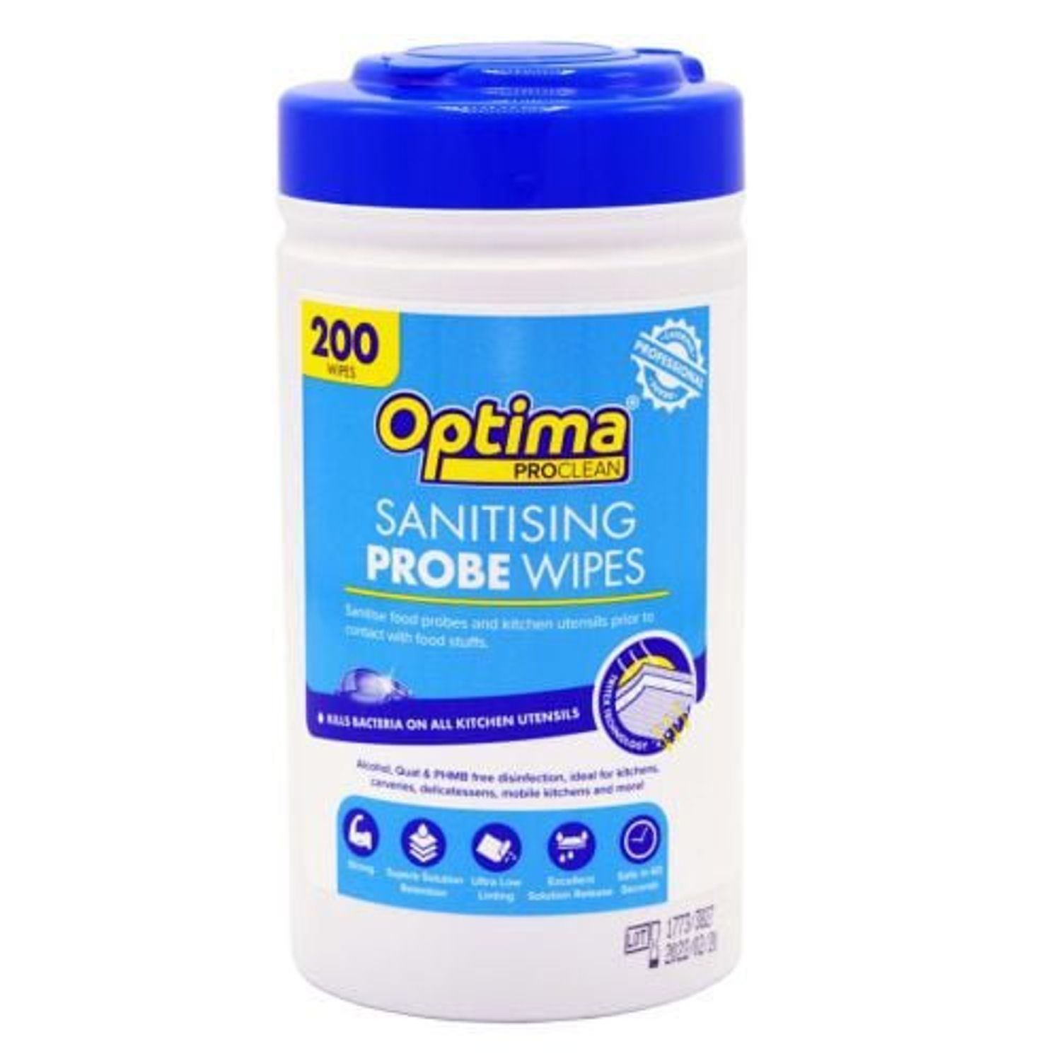 OPTIMA PROCLEAN Probe Wipes Tub 200's (Pack of 12)