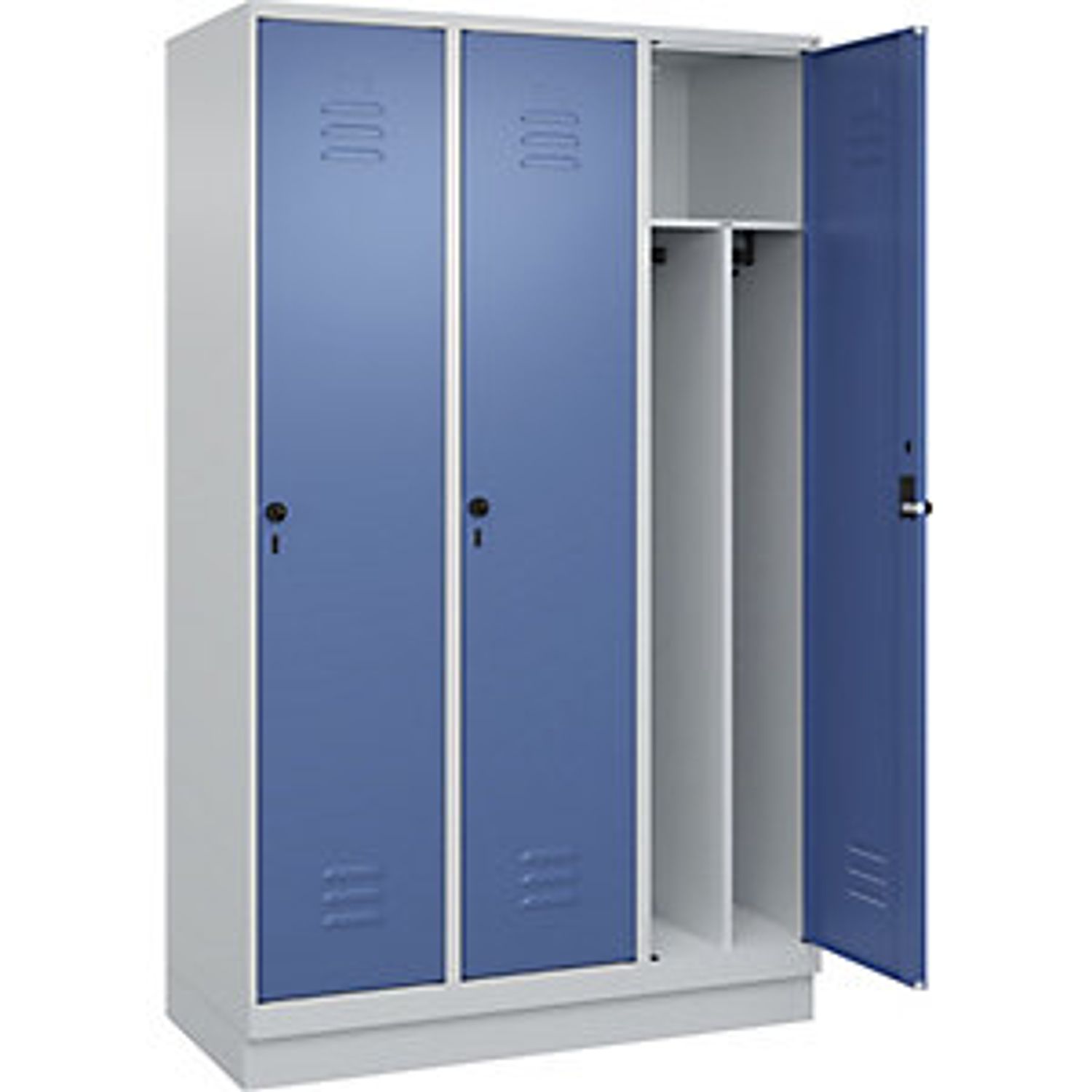 EUROKRAFTpro Evolo Plus Bench Seat Z Locker 3 Compartments Light Grey/gentian Bl