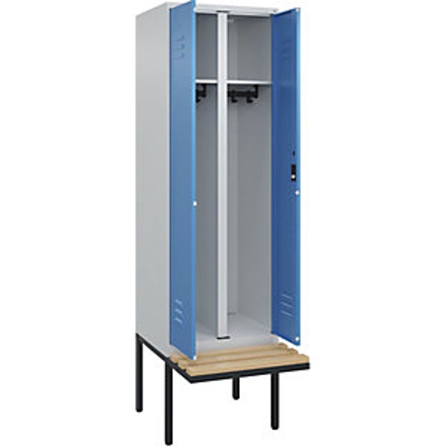 EUROKRAFTpro Classic Plus Bench Seat Clothes Locker 2 Compartments Light Grey/ge