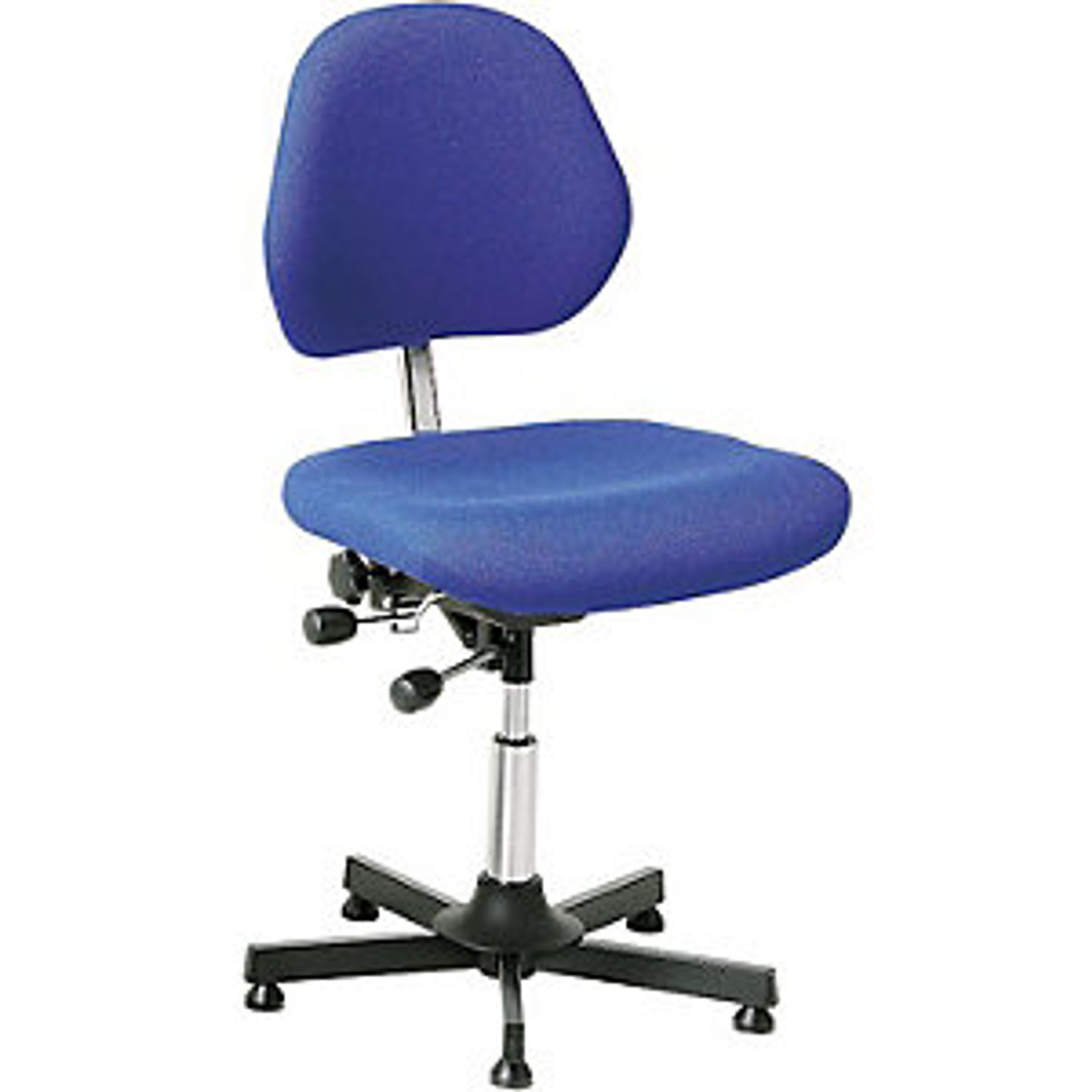 EUROKRAFTpro Aega Industrial Chair Low Model with Floor Glides Fabric Cover Blue