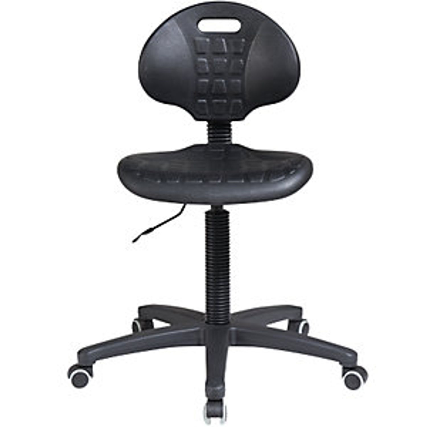 EUROKRAFTpro Hebe Industrial Chair Plastic Seat Low PU Foam Castors for Hard Flo