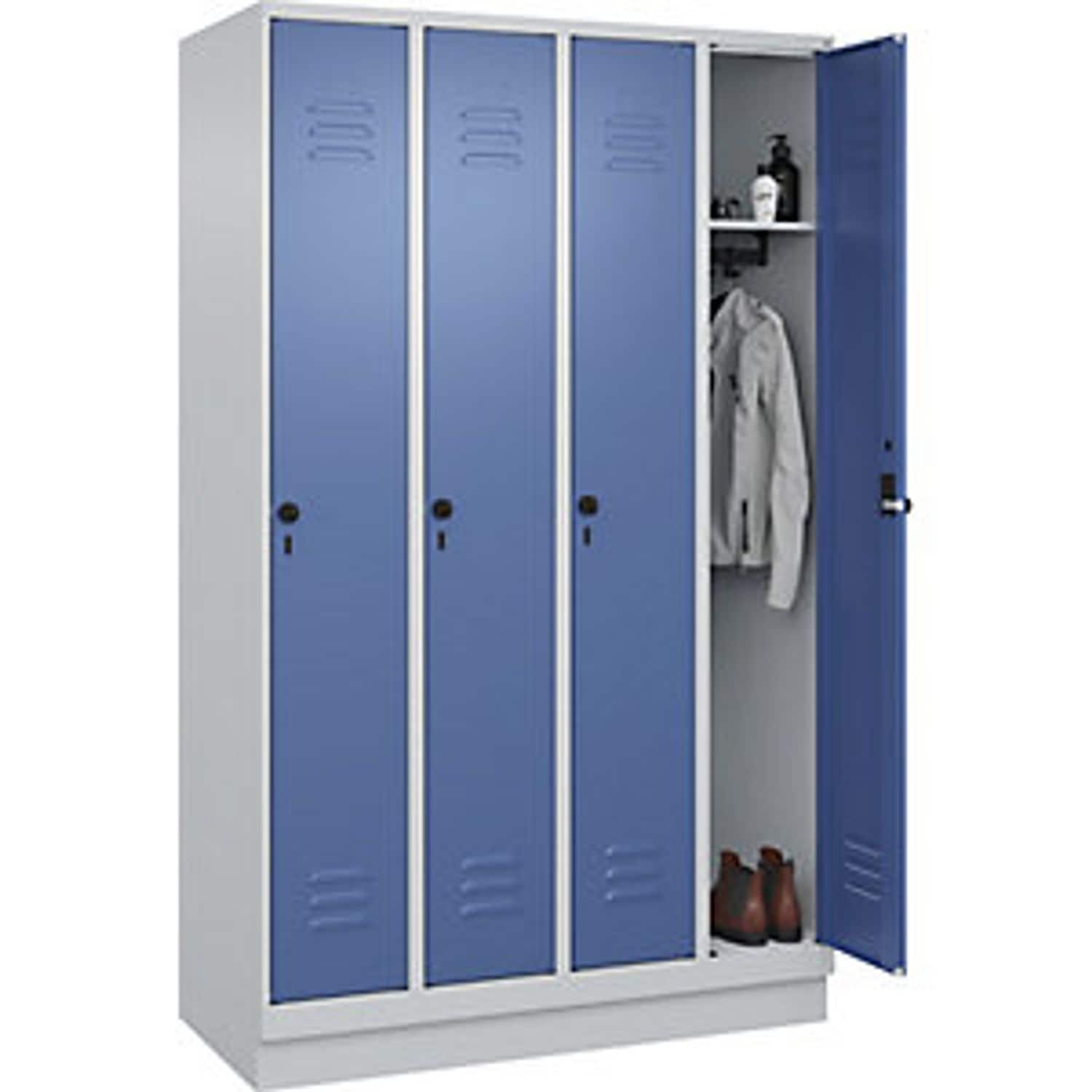 EUROKRAFTpro Classic Plus 4-fold Compartment Locker 3 Compartments Light Grey/ge