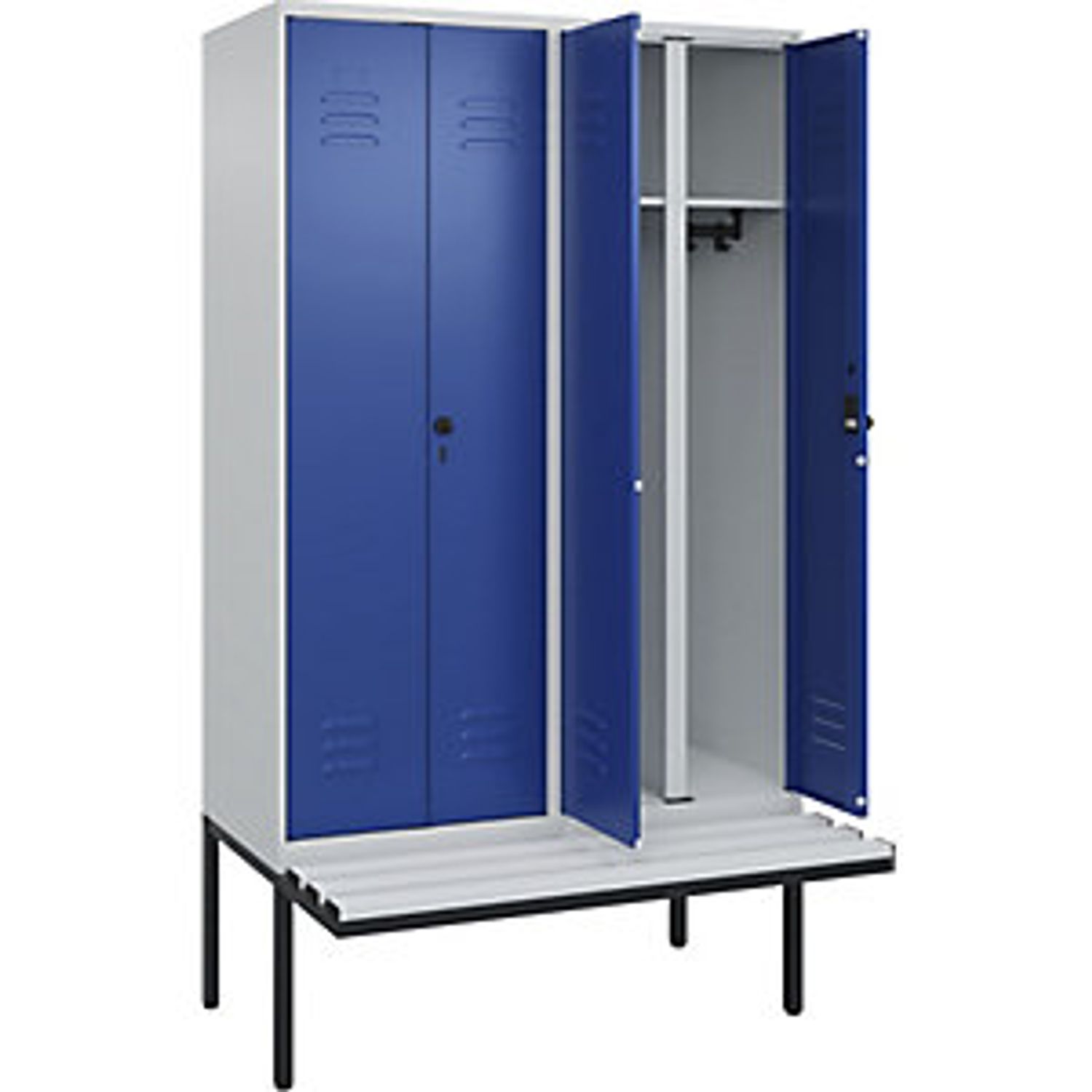 EUROKRAFTpro Evolo Plus Bench Seat Z Locker 4 Compartments Light Grey/gentian Bl