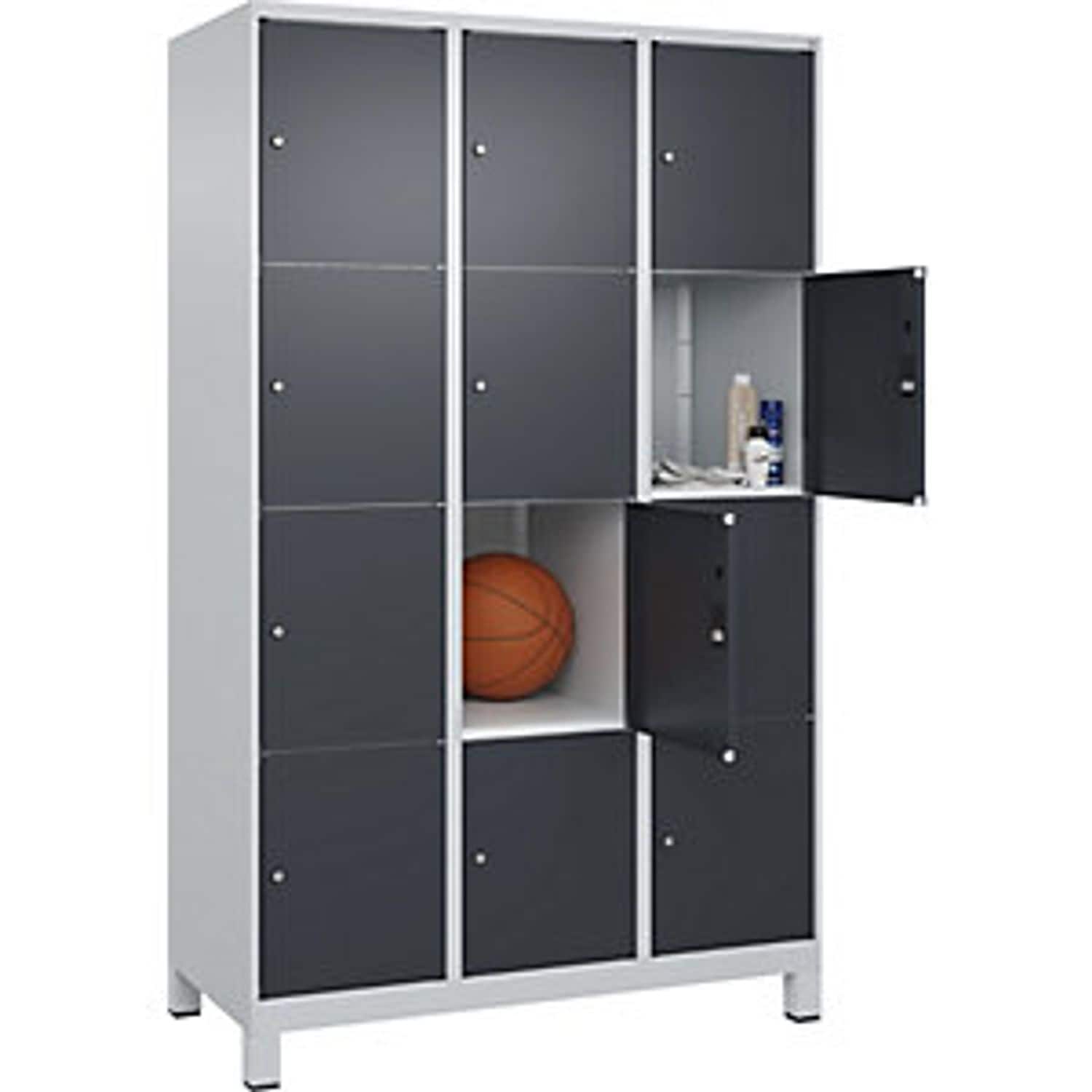 EUROKRAFTpro Classic Plus 4-fold Compartment Locker 3 Compartments Light Grey/gr