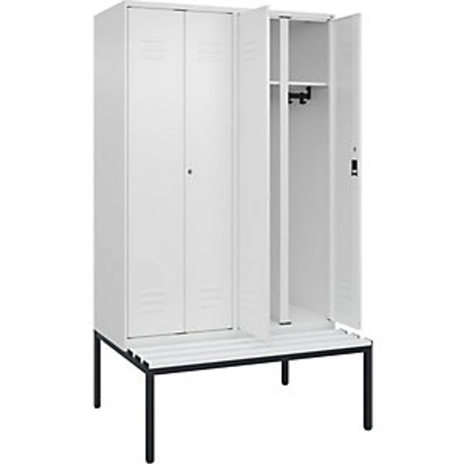 EUROKRAFTpro Classic Plus Clean and Dirty Bench Seat Clothes Locker Narrow 3 Com