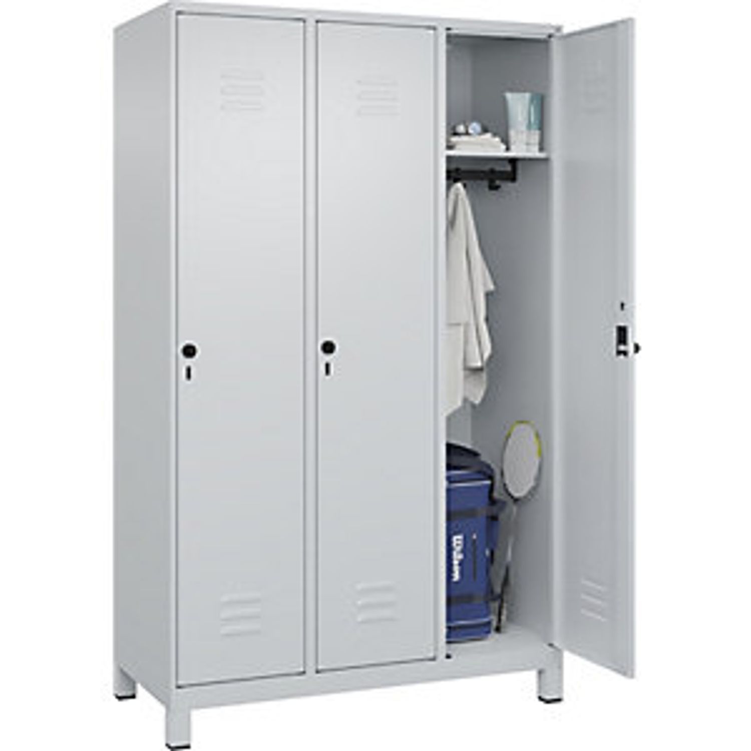 EUROKRAFTpro Classic Plus Z Locker 3 Compartments Light Grey/gentian Blue W 1200