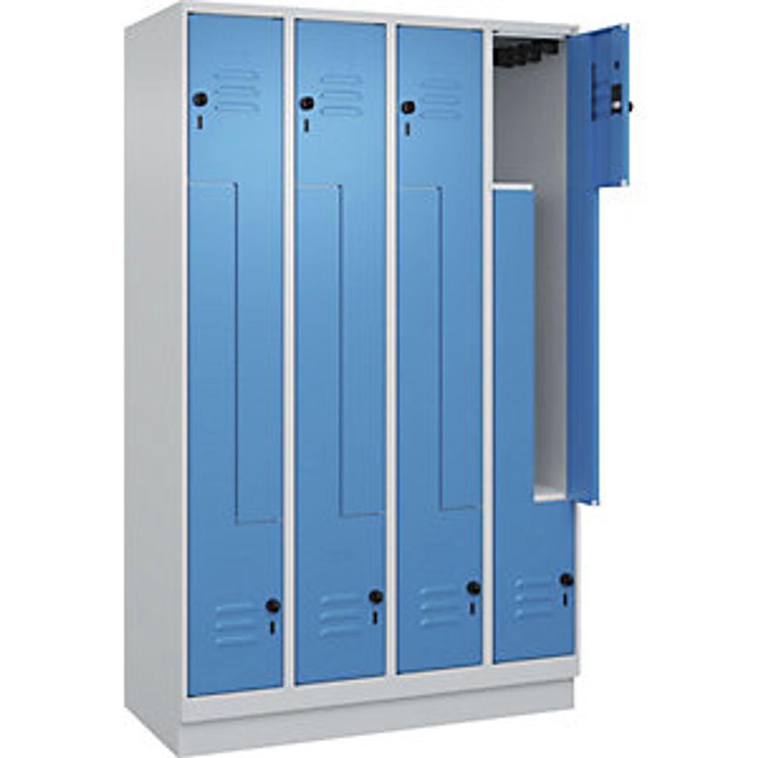 EUROKRAFTpro Classic Plus Clothes Locker 3 Compartments Light Grey/gentian Blue