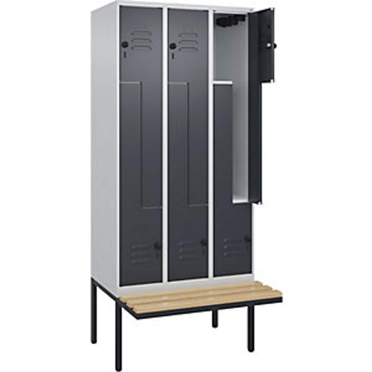 EUROKRAFTpro Classic Plus Bench Seat Double Deck Clothes Locker 4 Compartments L