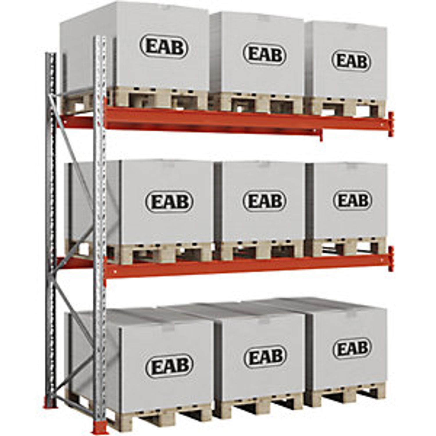 EUROKRAFTpro Pallet Racking Zinc Plated/orange HxWxD 3000 x 2840 x 1100mm Max. S