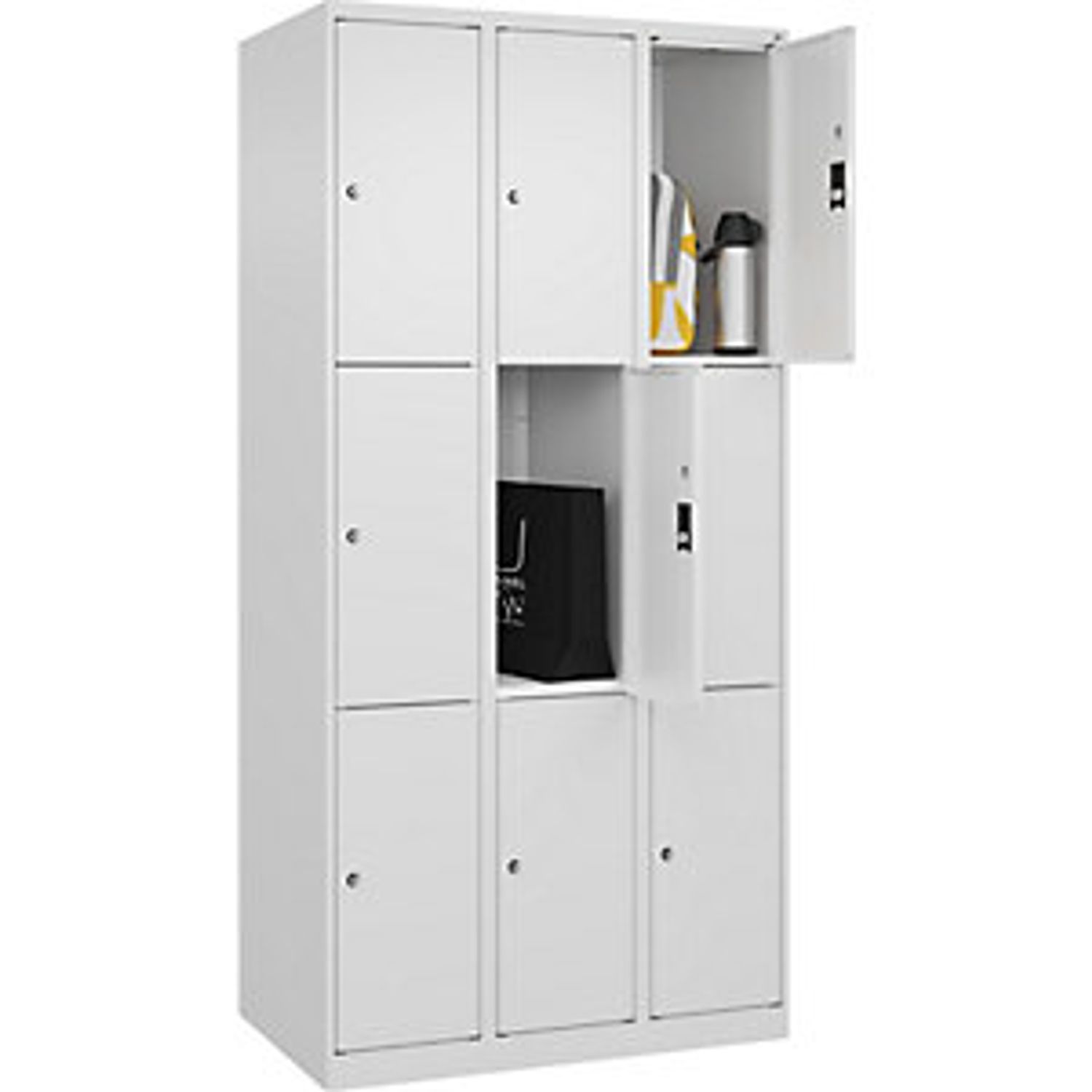 EUROKRAFTpro Classic Plus Clothes Locker 4 Compartments Light Grey W 1200mm with