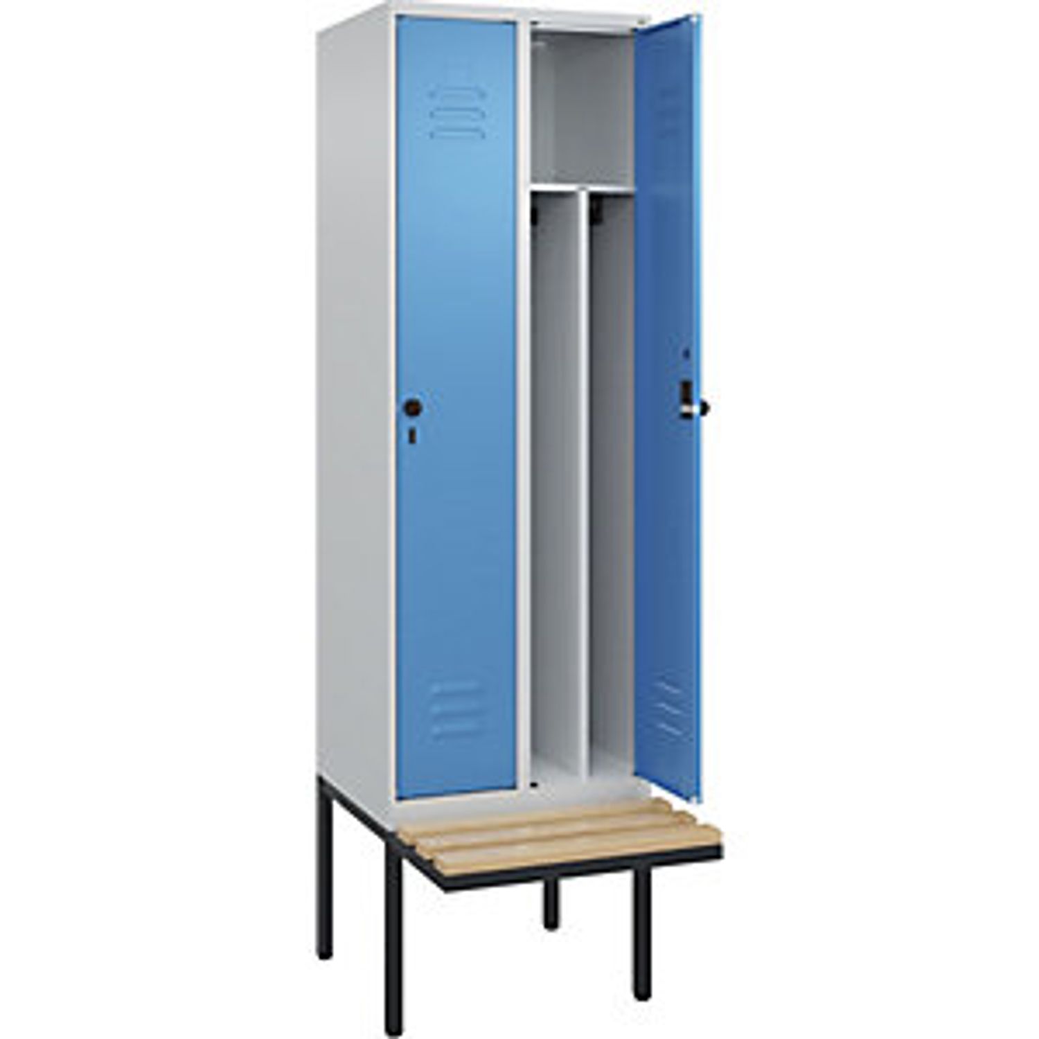 EUROKRAFTpro Classic Plus Bench Seat Double Deck Clothes Locker 3 Compartments L