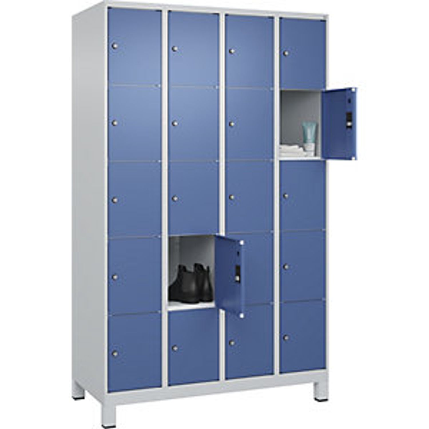 EUROKRAFTpro Classic Plus Clothes Locker 2 Compartments Grey W 800mm with Floor
