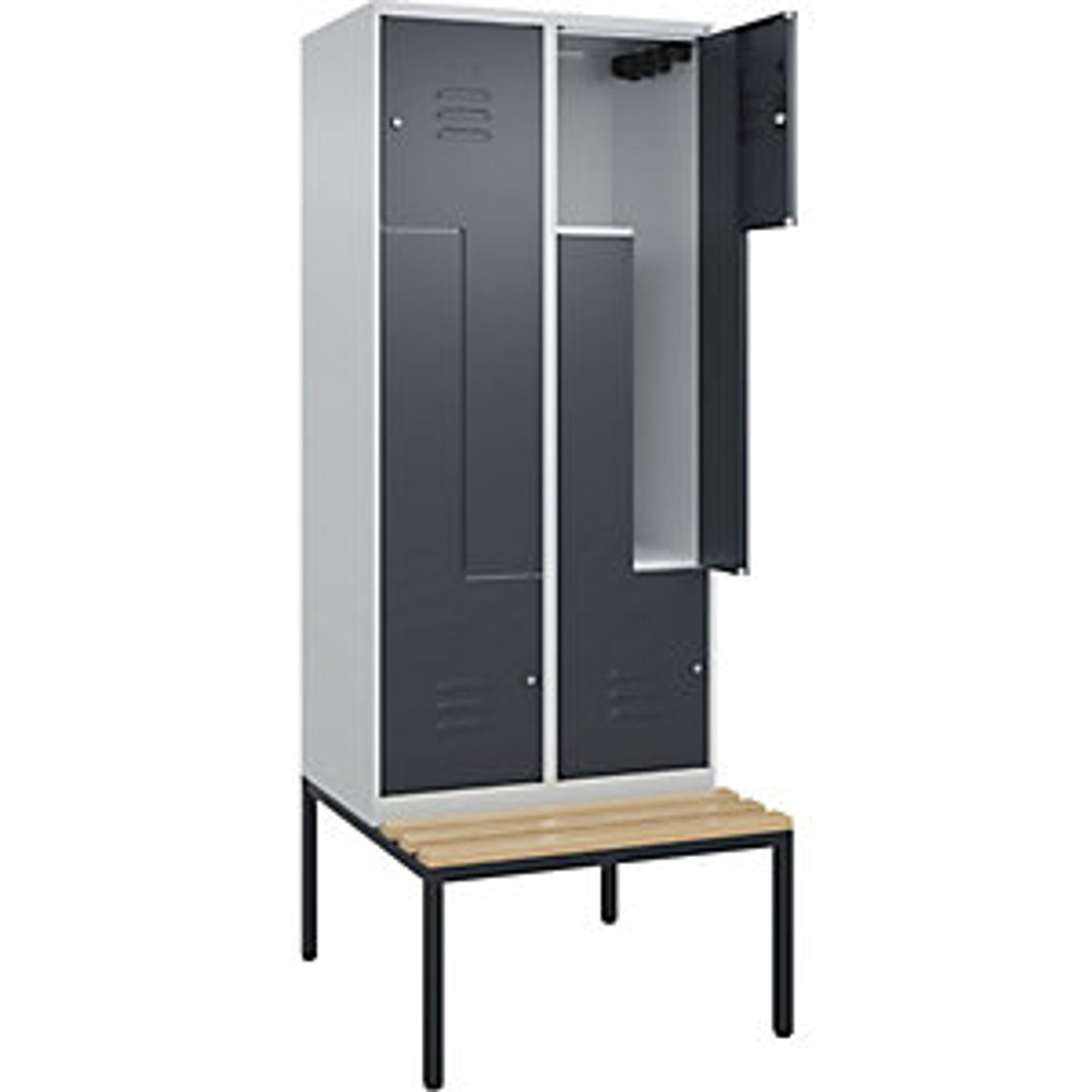EUROKRAFTpro Classic Plus Clean and Dirty Bench Seat Clothes Locker Narrow 2 Com