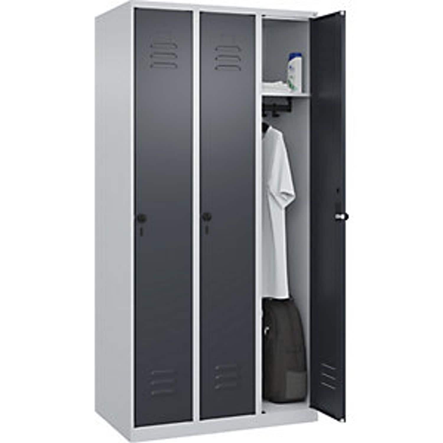 EUROKRAFTpro Evolo Plus Z-locker 3 Compartments Grey W 1200mm 6 Compartments wit