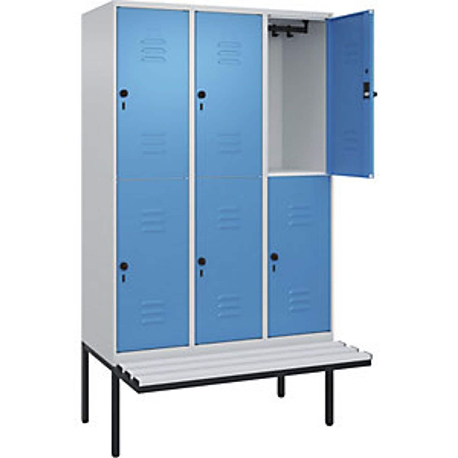 EUROKRAFTpro Classic Plus Bench Seat Double Deck Clothes Locker 2 Compartments L