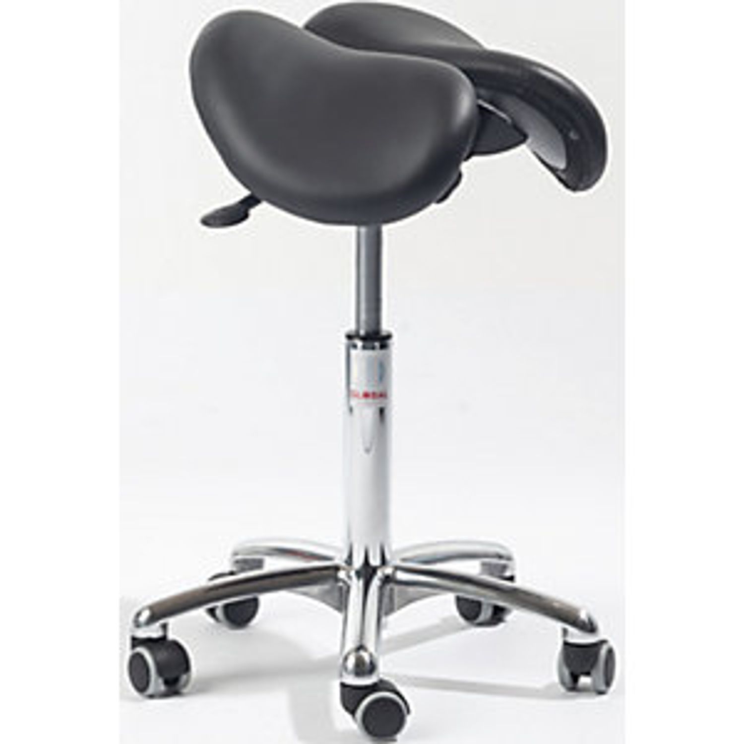 EUROKRAFTpro Saddle Stool with A Split Seat Seat Height 620 - 880mm Leather Alum