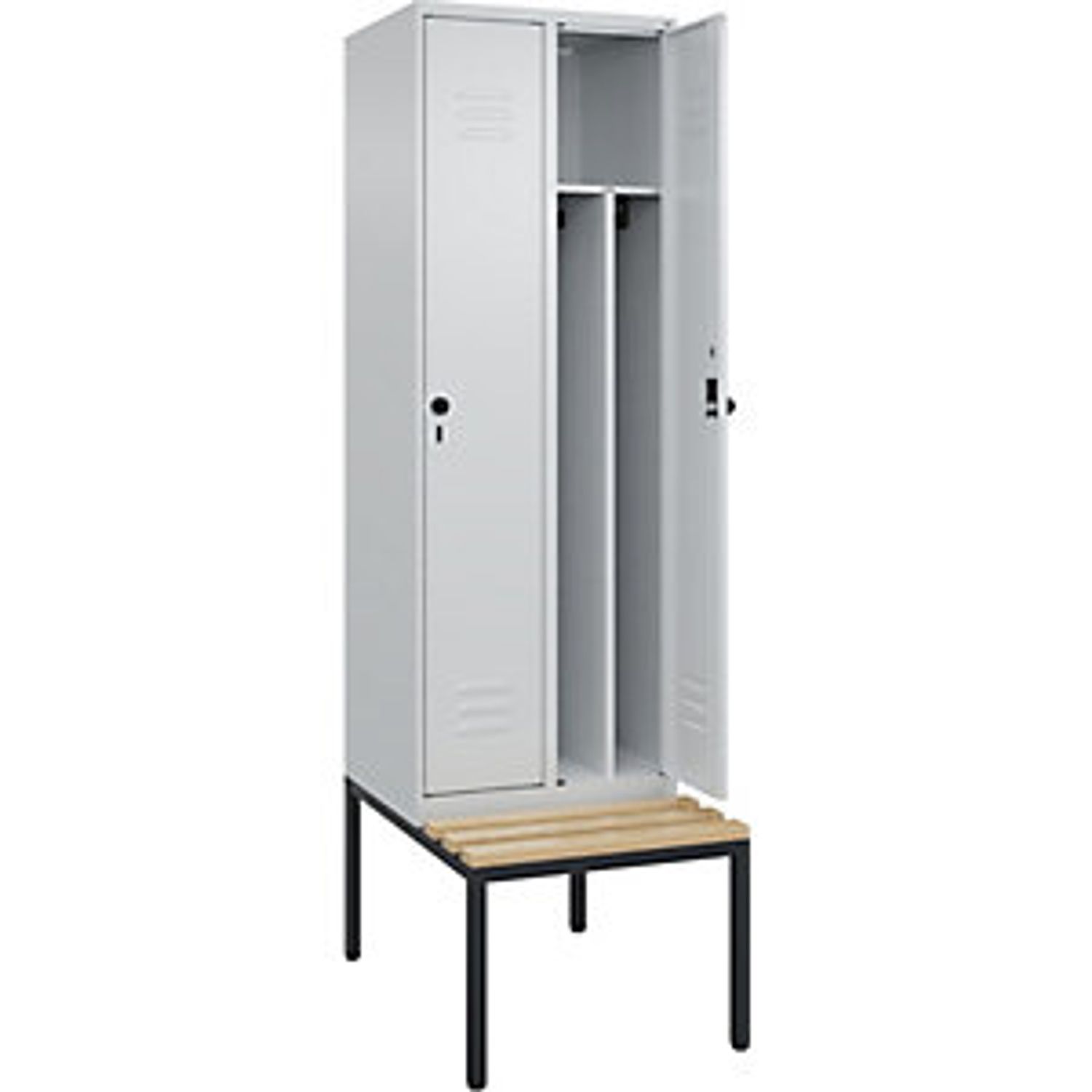 EUROKRAFTpro Classic Plus Bench Seat Clothes Locker 2 Compartments Light Grey/gr