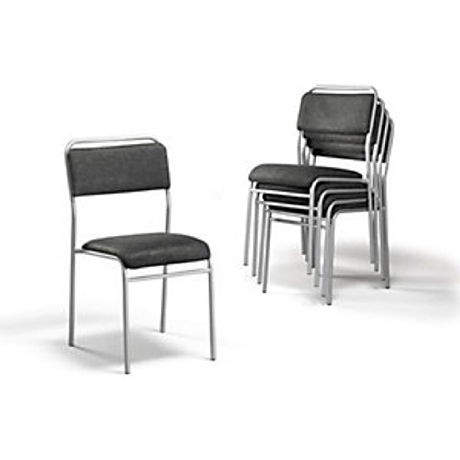 EUROKRAFTpro Conference Chair without Arm Rests Metal Frame Pack of 4 Overall He