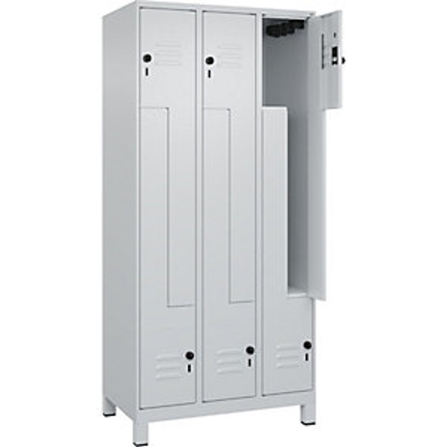EUROKRAFTpro Classic Plus 3-fold Compartment Locker 2 Compartments Traffic White